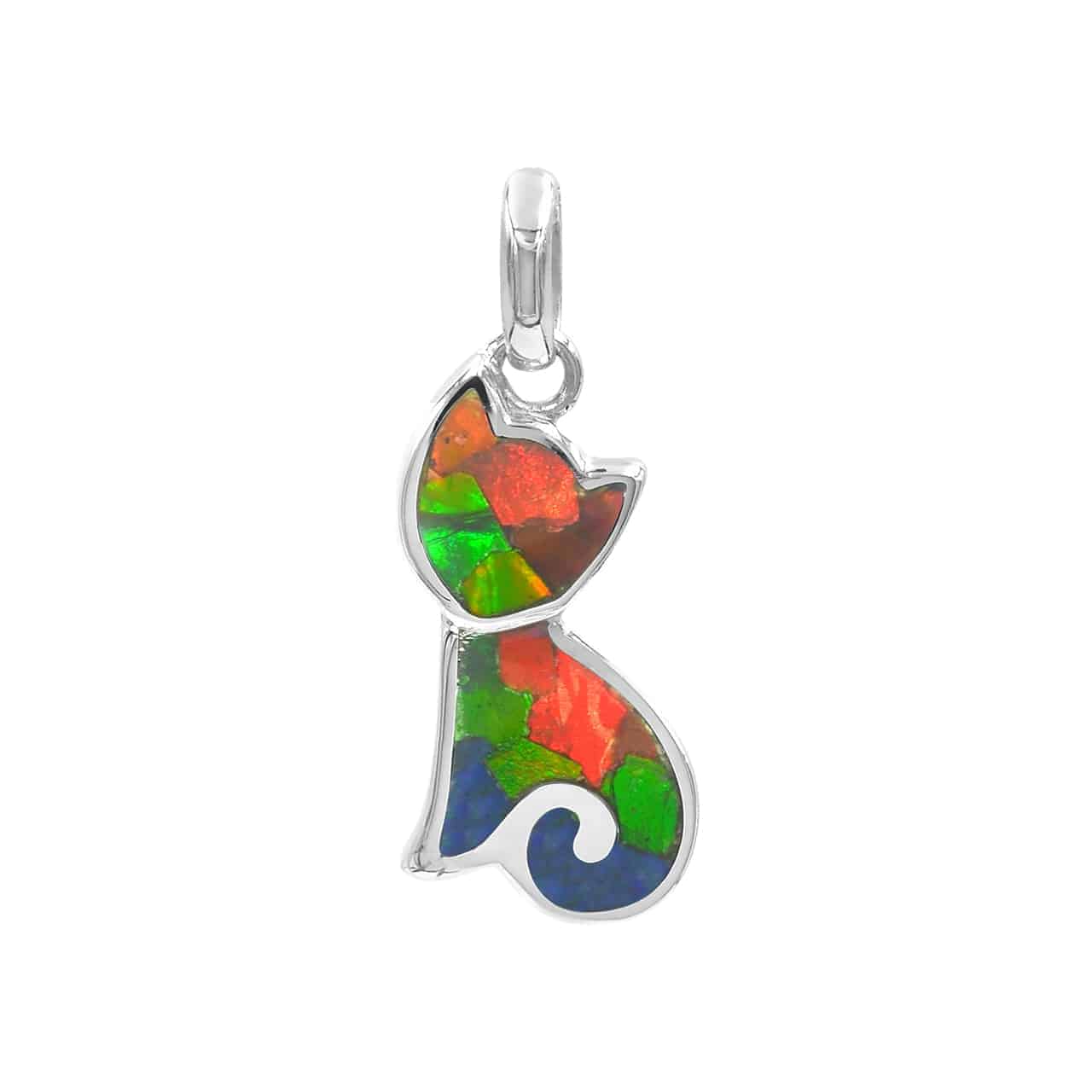 Cat Silhouette Ammolite Pendant