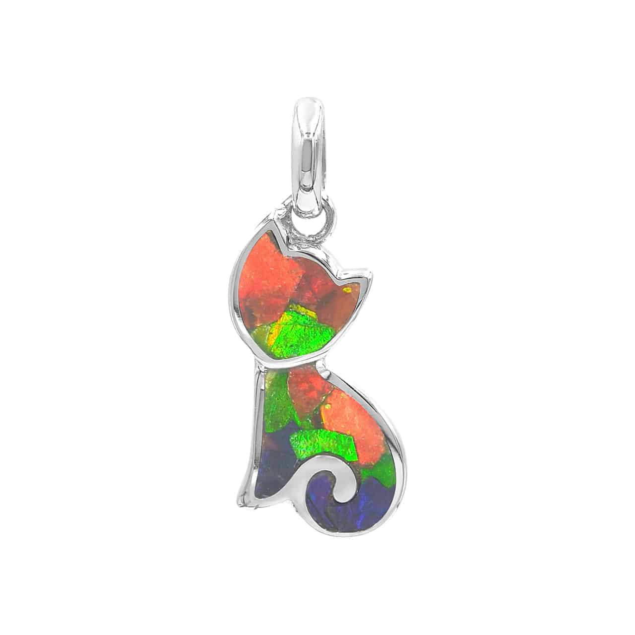 Cat Silhouette Ammolite Pendant