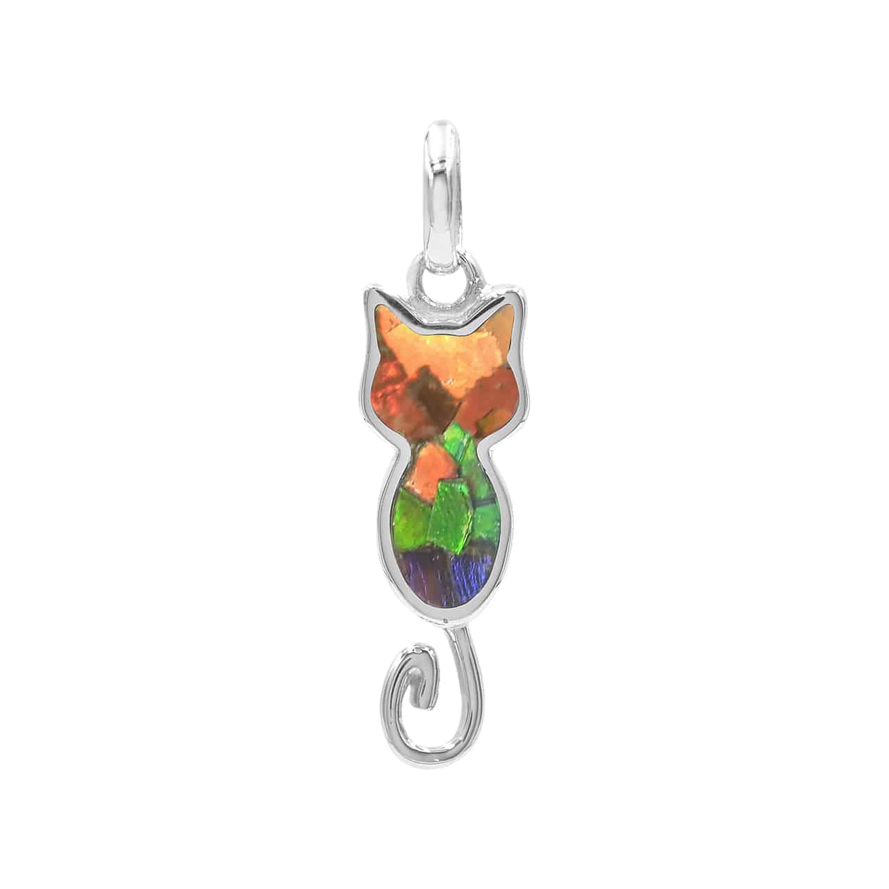 Ammolite Indoor Cat Silhouette Pendant