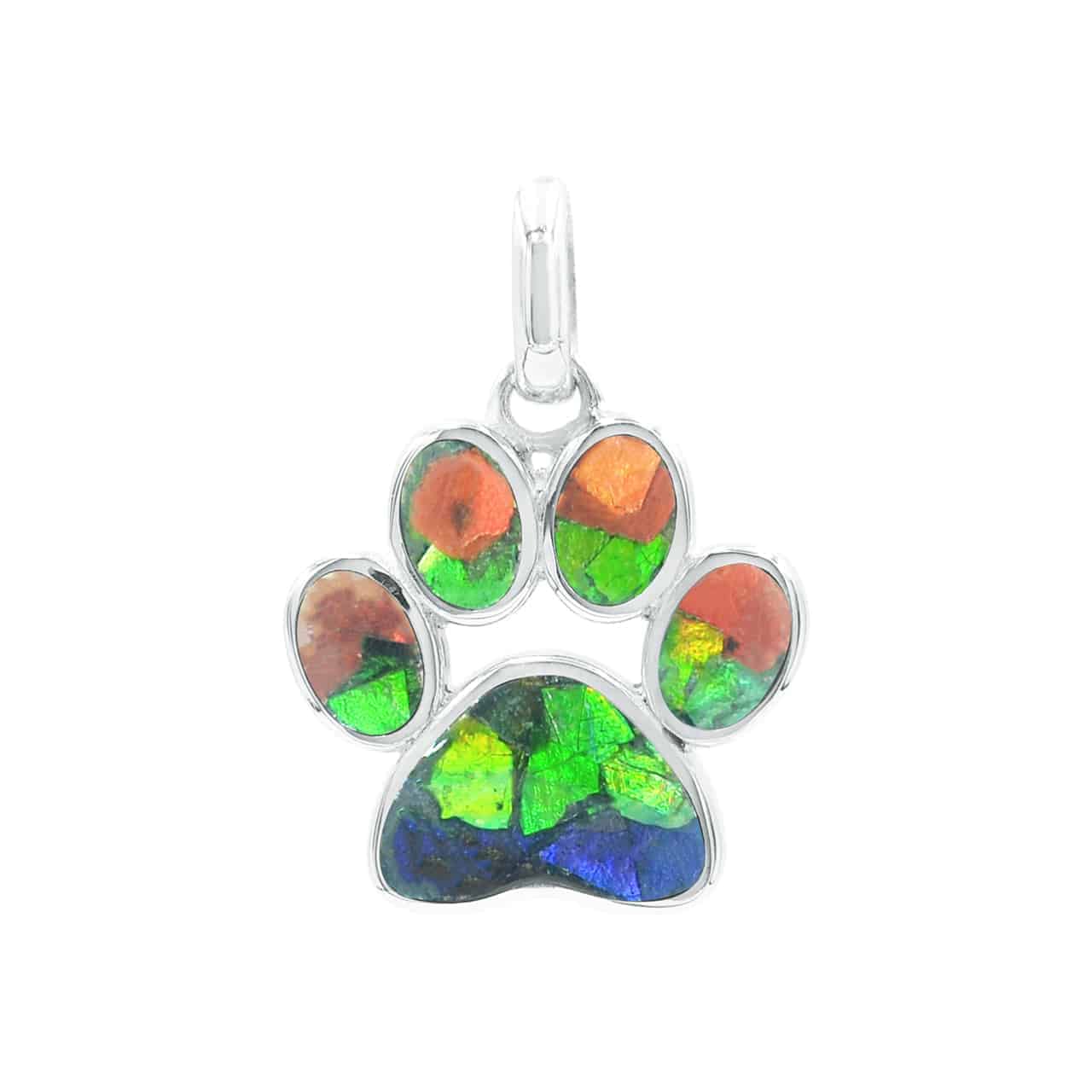 Ammolite Paw Print Pendant