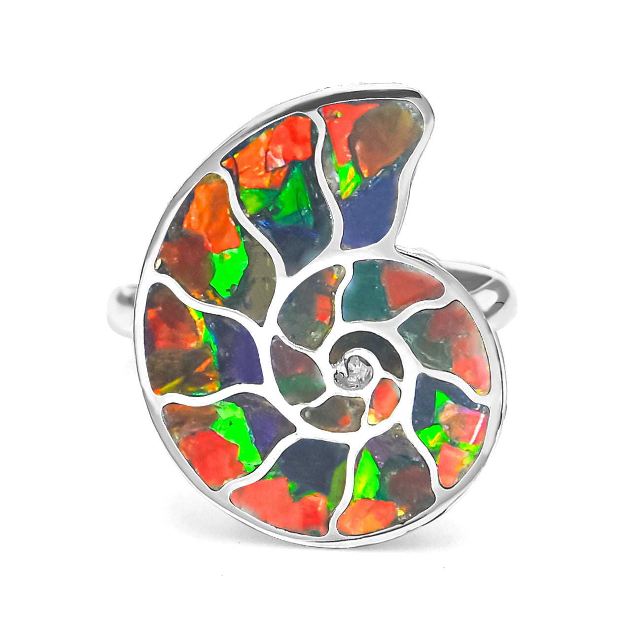 Ammonite Inlay Ammolite Ring