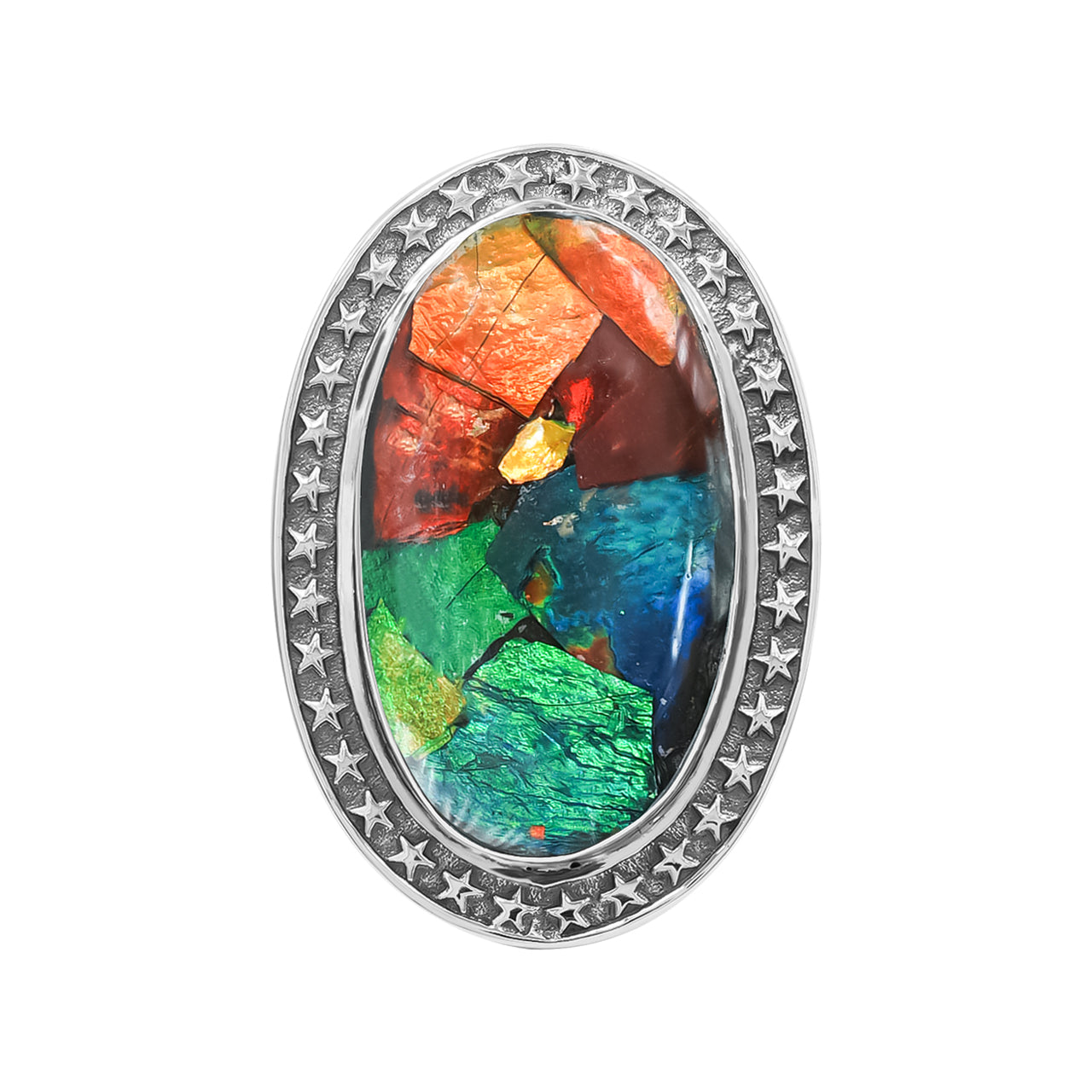 Ammolite Oval-Shape Ring