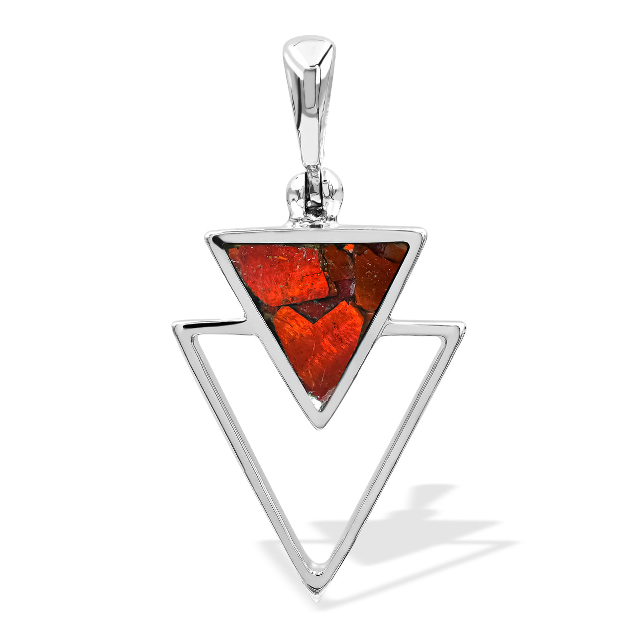 Red Ammolite Stacked Triangle Sets Earring &amp; Pendant