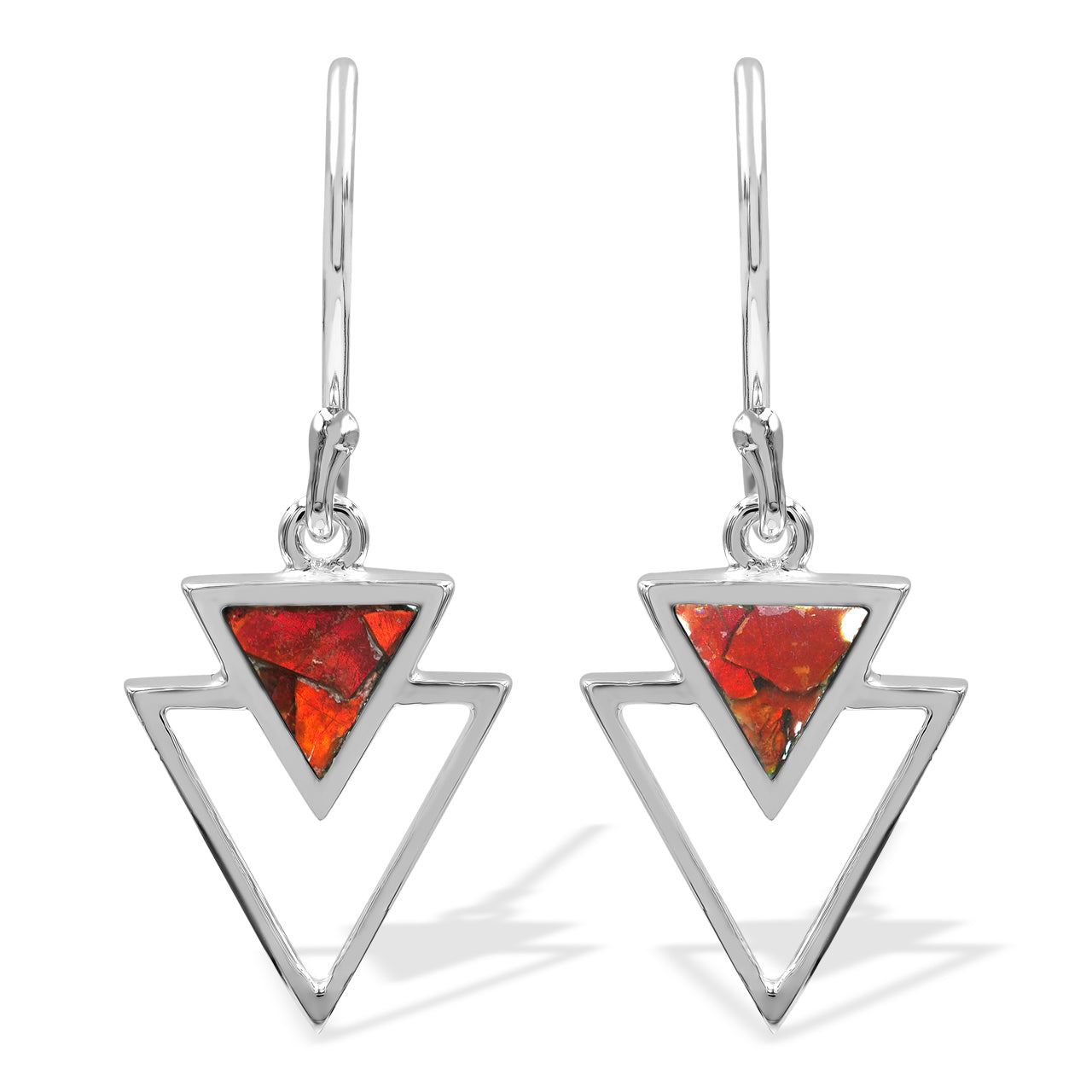 Red Ammolite Stacked Triangle Sets Earring &amp; Pendant