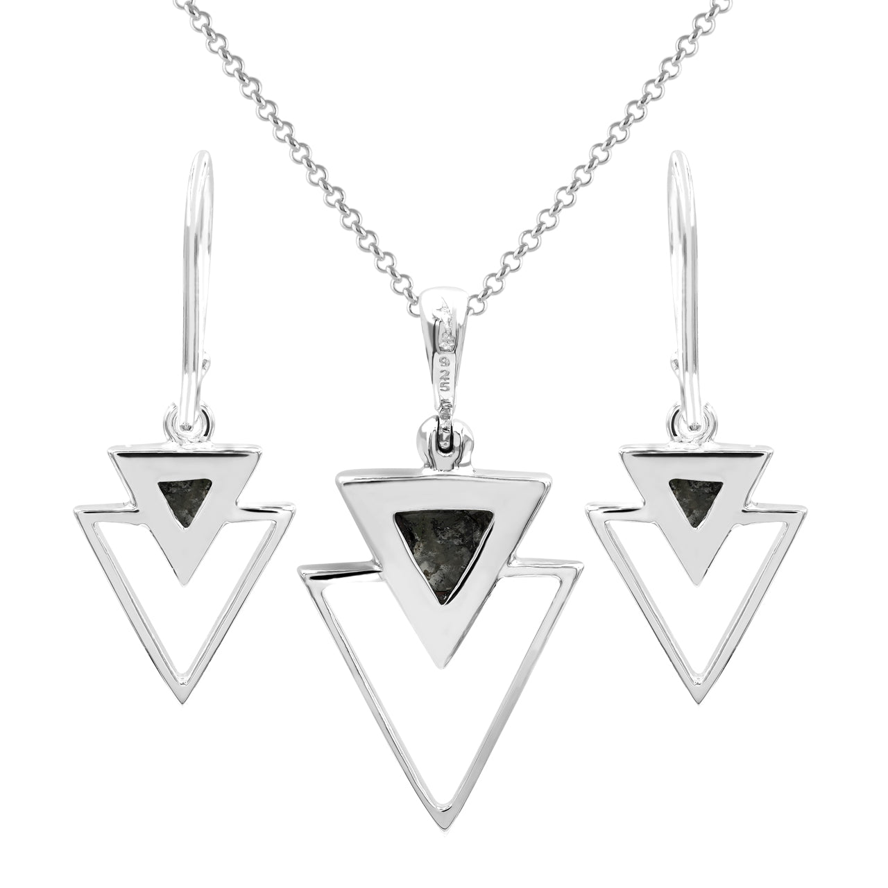 Red Ammolite Stacked Triangle Sets Earring &amp; Pendant