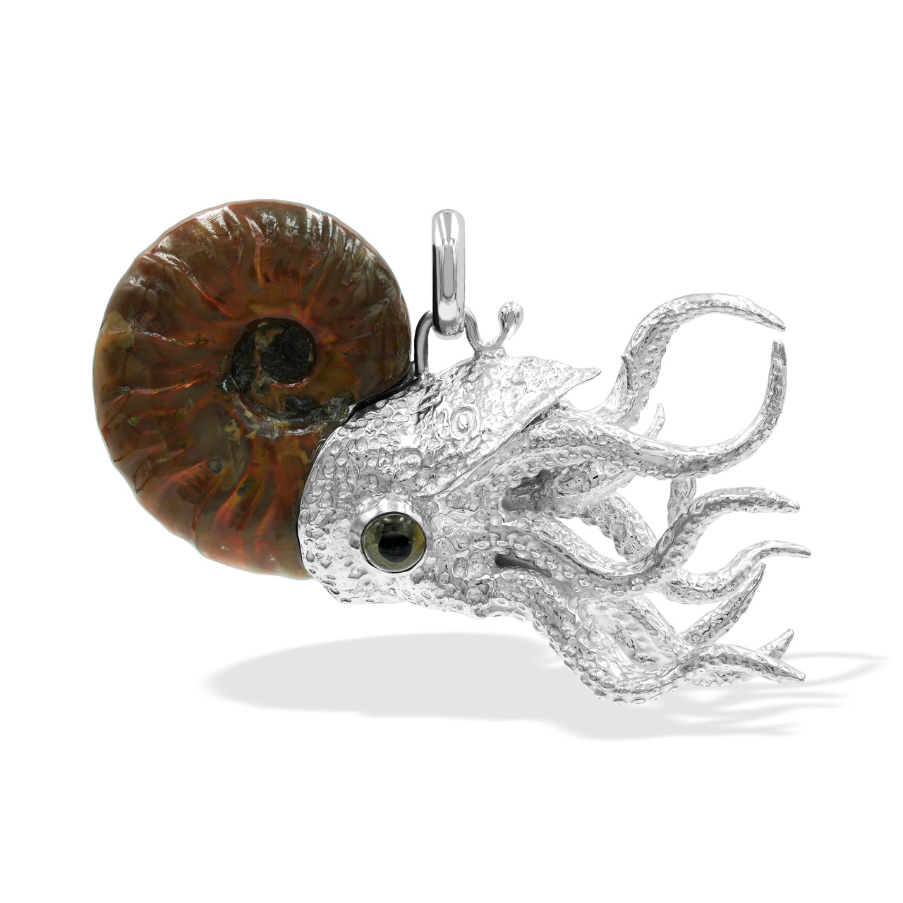 Nautilus Ammonite with Silver tentacles pendant