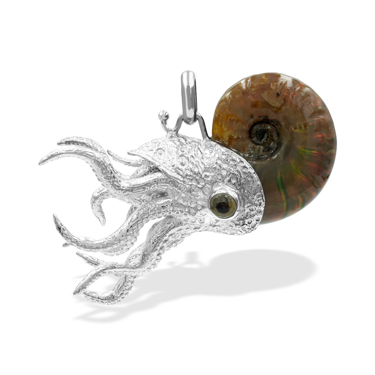 Nautilus Ammonite with Silver tentacles pendant