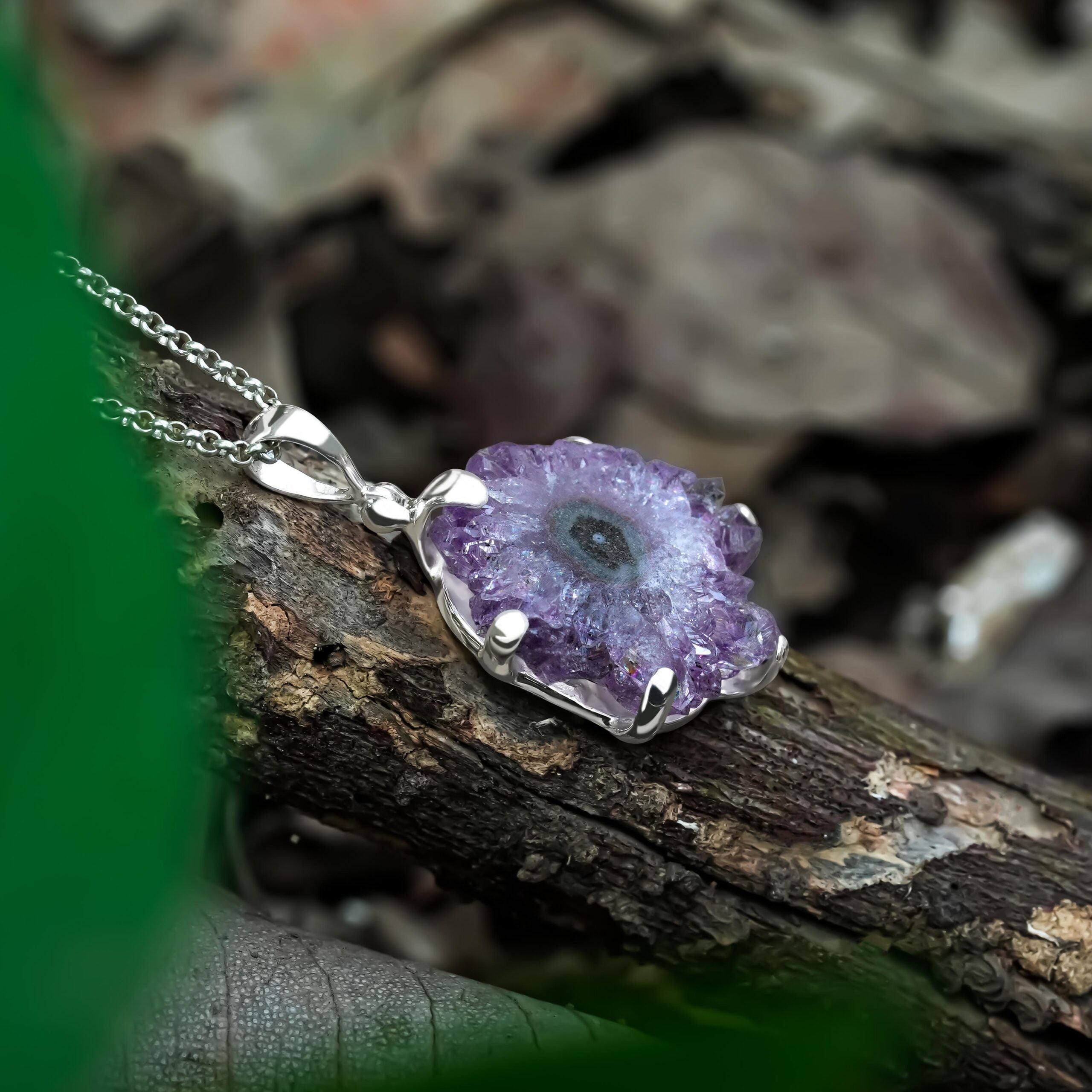 Amethyst Rose Prong Set Pendant