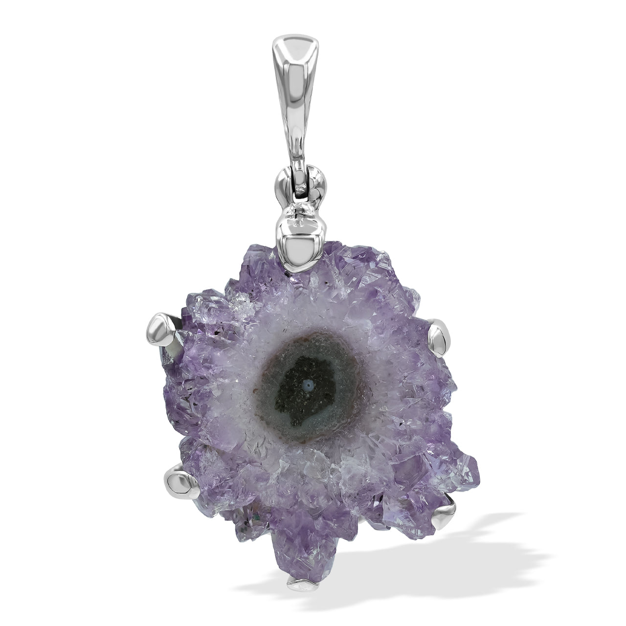 Amethyst Rose prong set pendant 1.3-1.4" tall