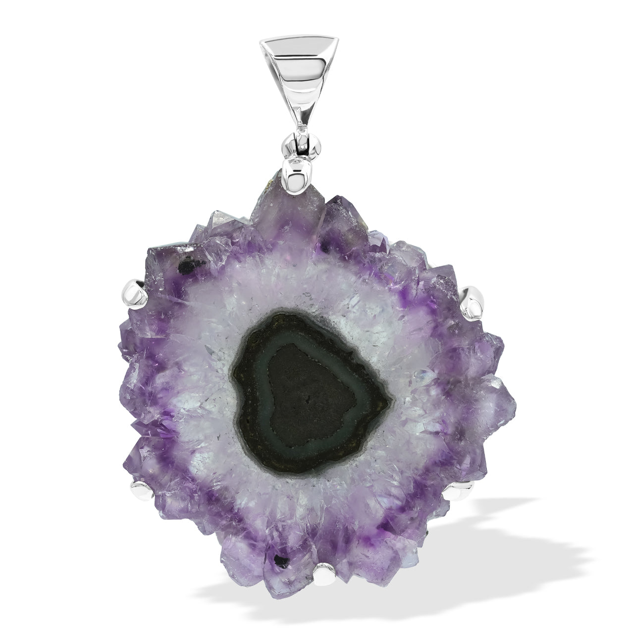 Amethyst Rose prong set pendant 2.3" tall