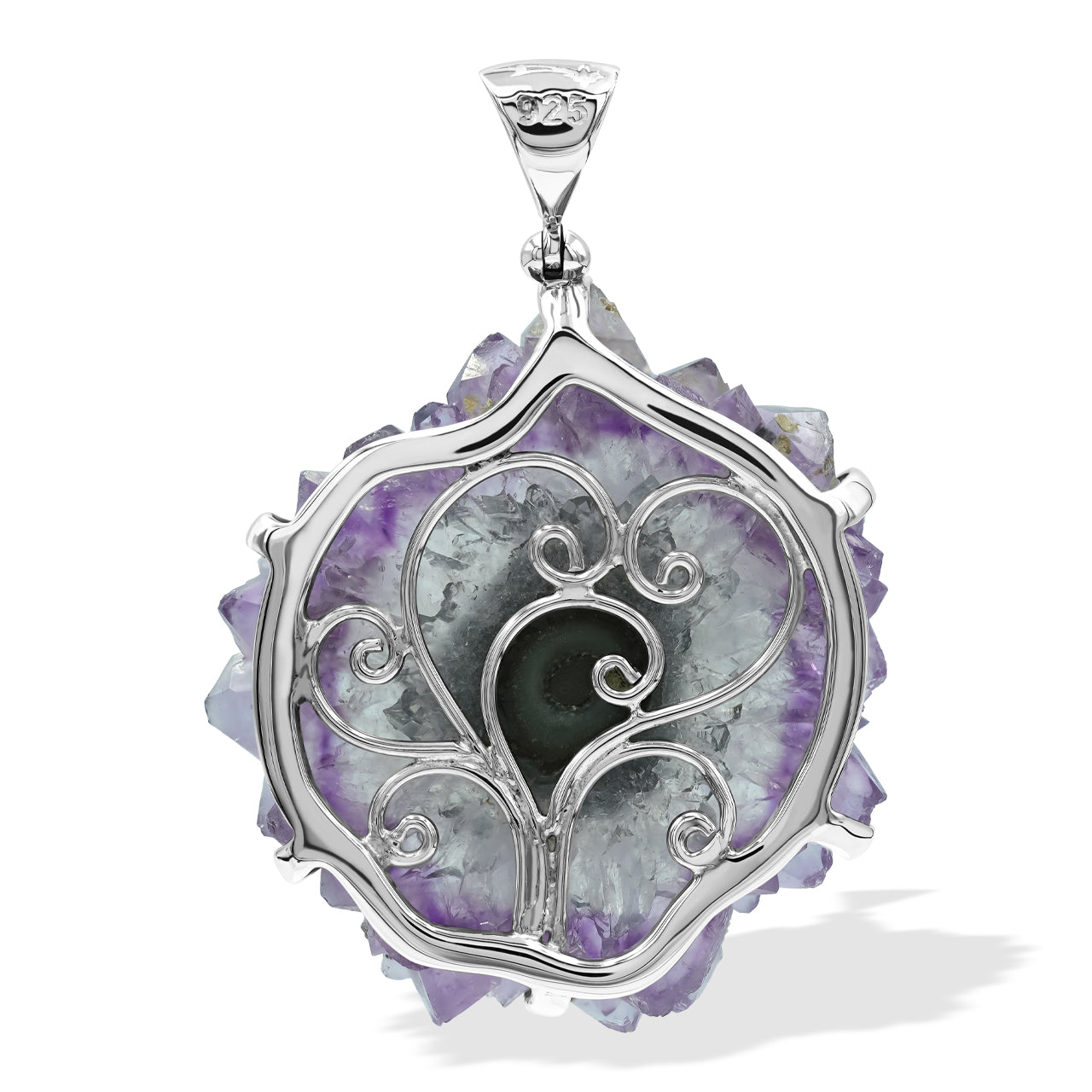 Amethyst Rose prong set pendant 2.3" tall