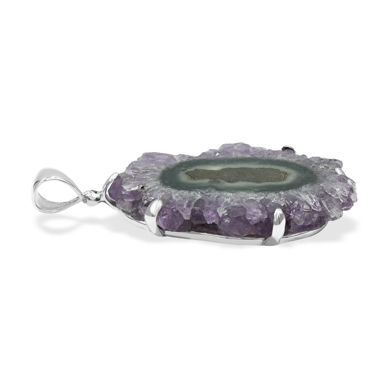 Amethyst Rose prong set pendant 2.3" tall