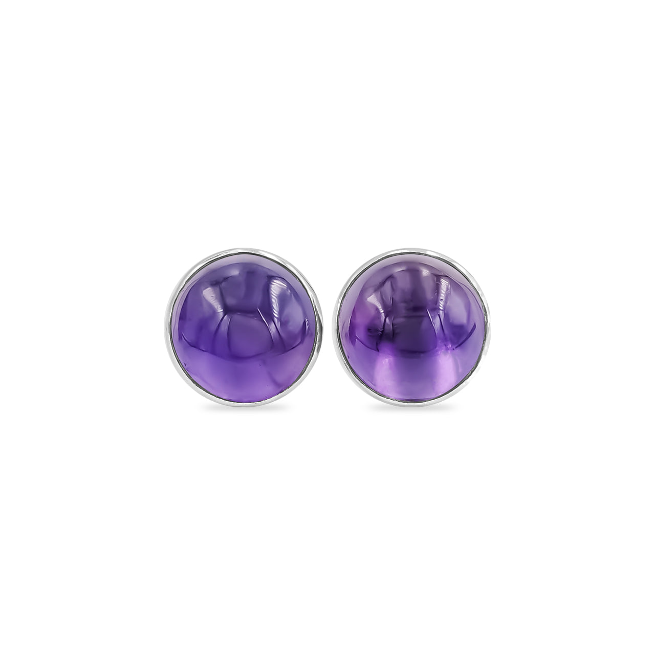 Amethyst Round Shaped Post Style Earring