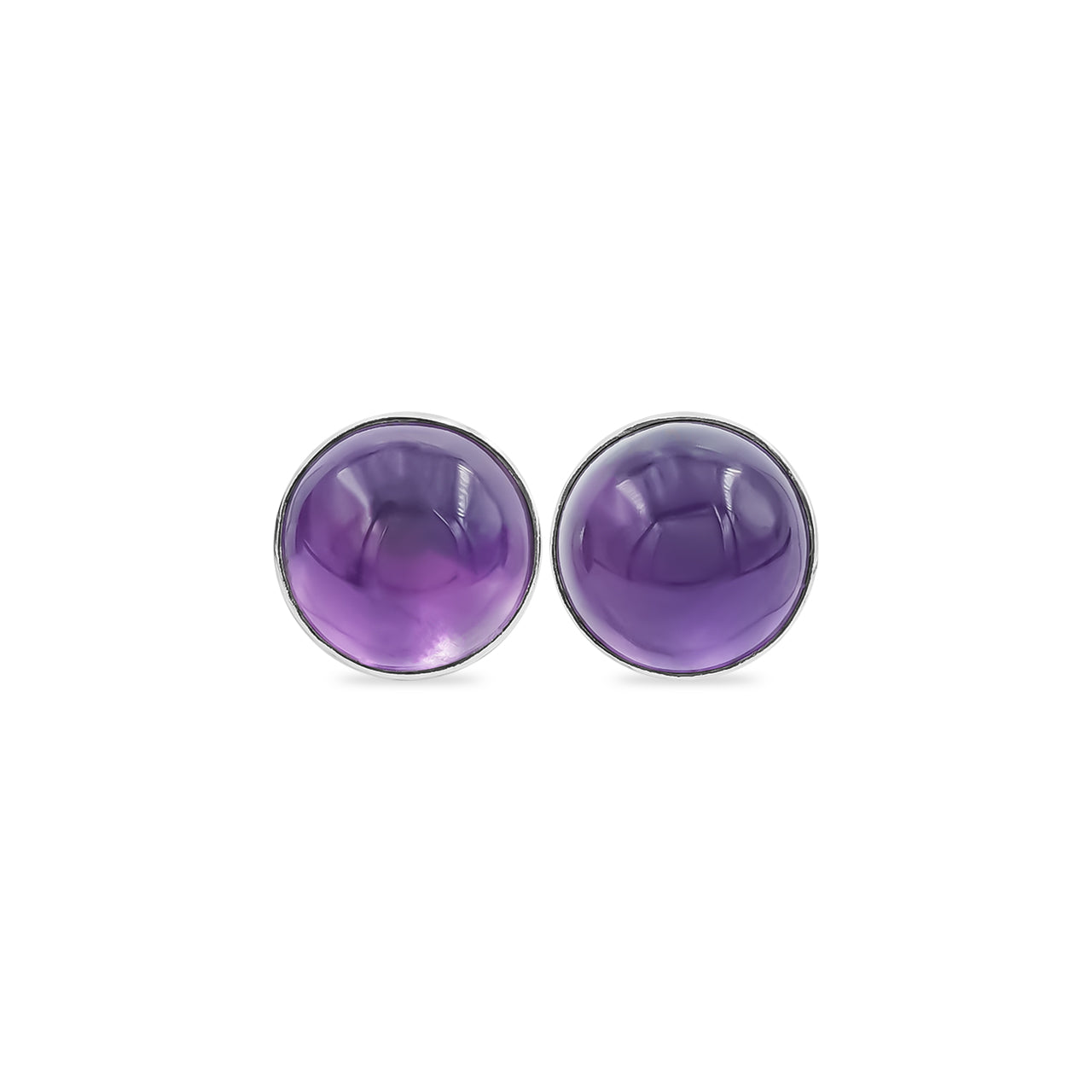 Amethyst Round Shaped Post Style Earring