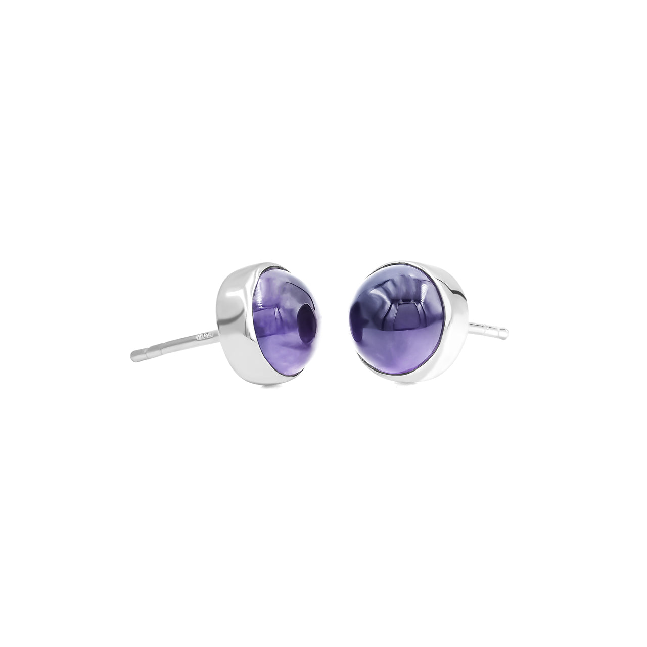 Amethyst Round Shaped Post Style Earring