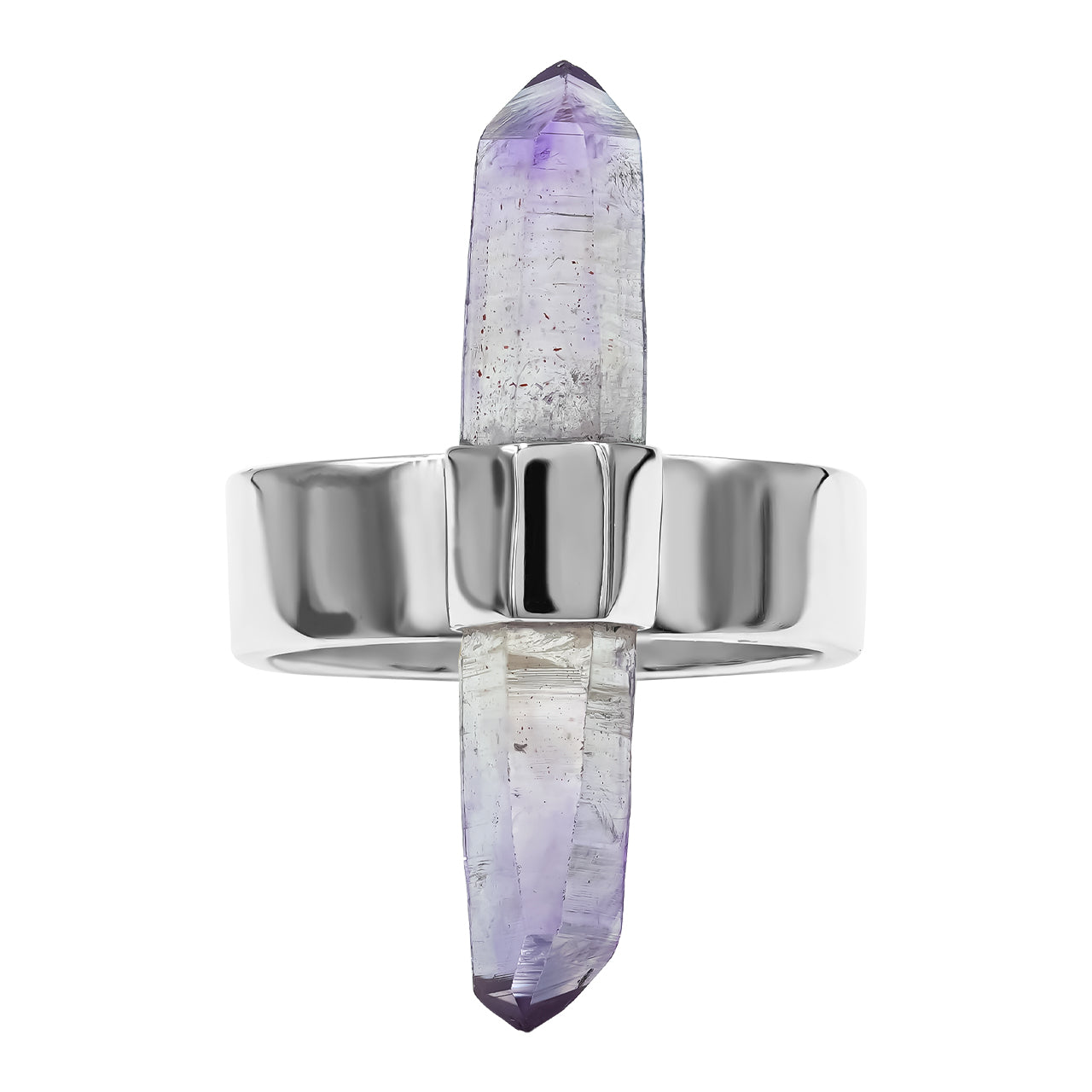 26-29 mm Vera Cruz Amethyst Crystal with silver band ring