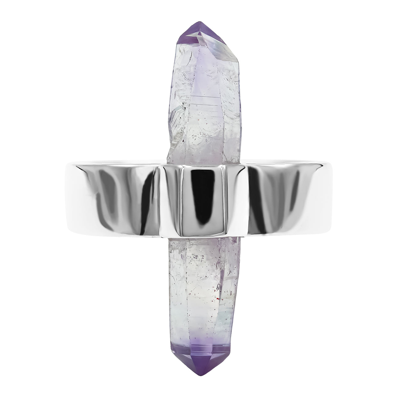 26-29 mm Vera Cruz Amethyst Crystal with silver band ring