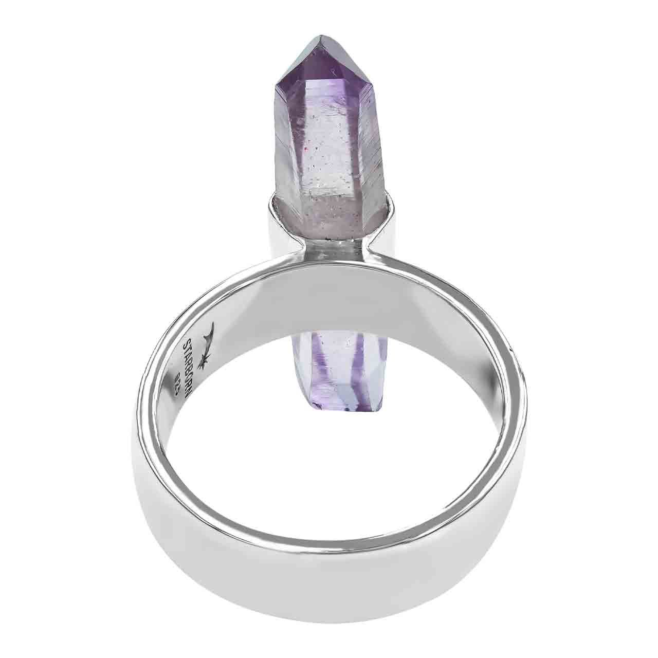 26-29 mm Vera Cruz Amethyst Crystal with silver band ring