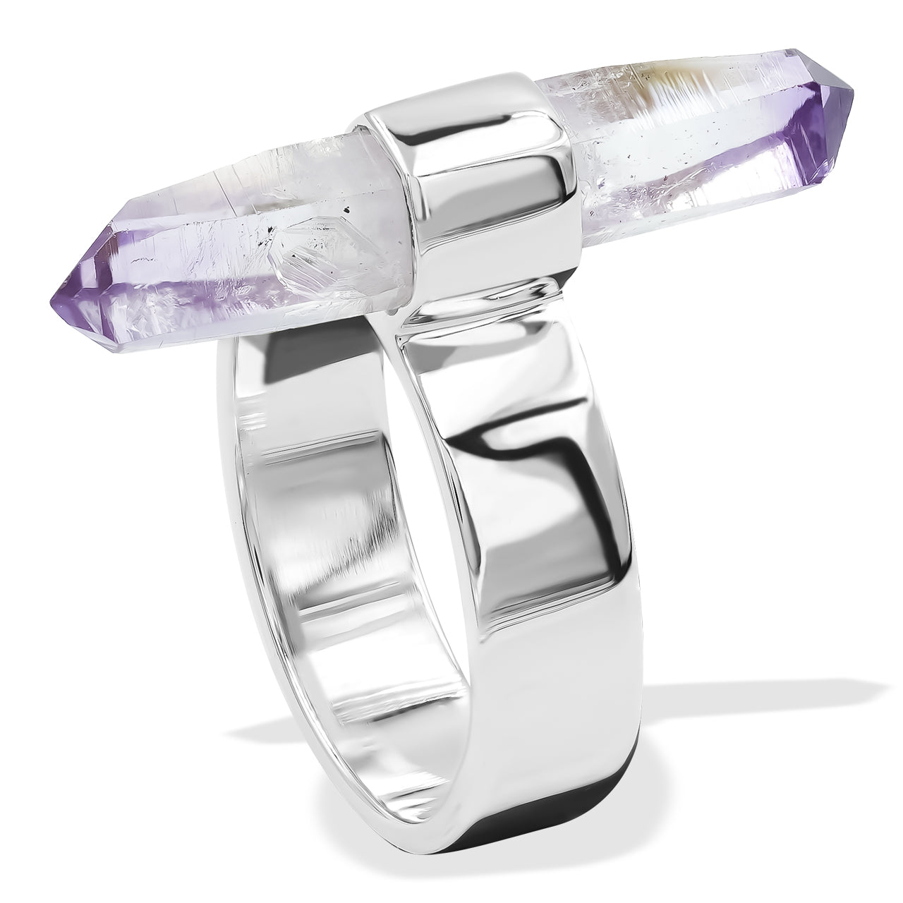 26-29 mm Vera Cruz Amethyst Crystal with silver band ring