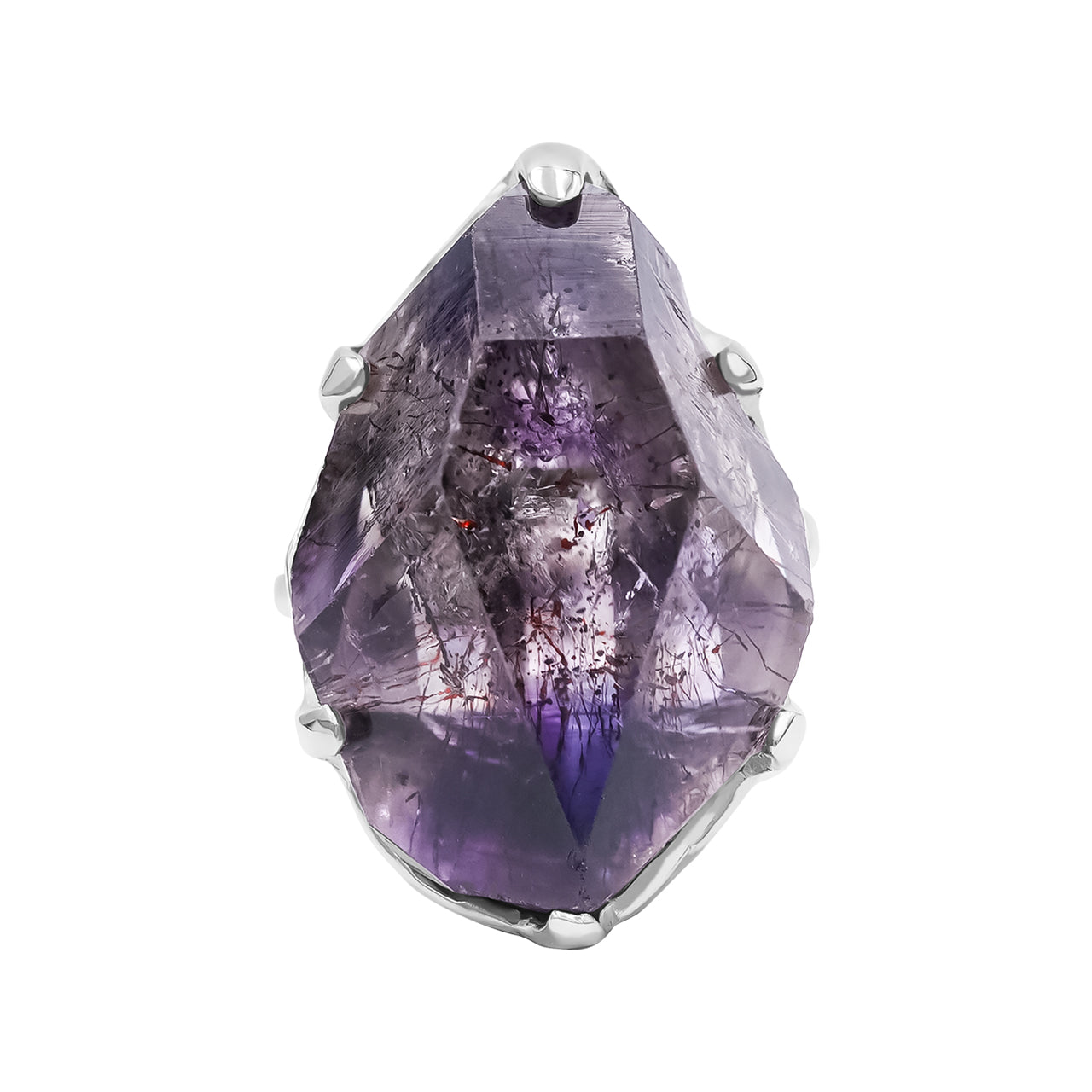 Faceted Shangaan Amethyst Crystal Prong Set Ring