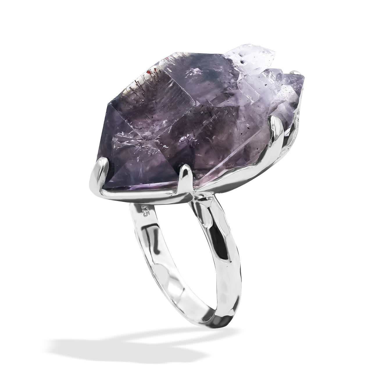 Faceted Shangaan Amethyst Crystal Prong Set Ring