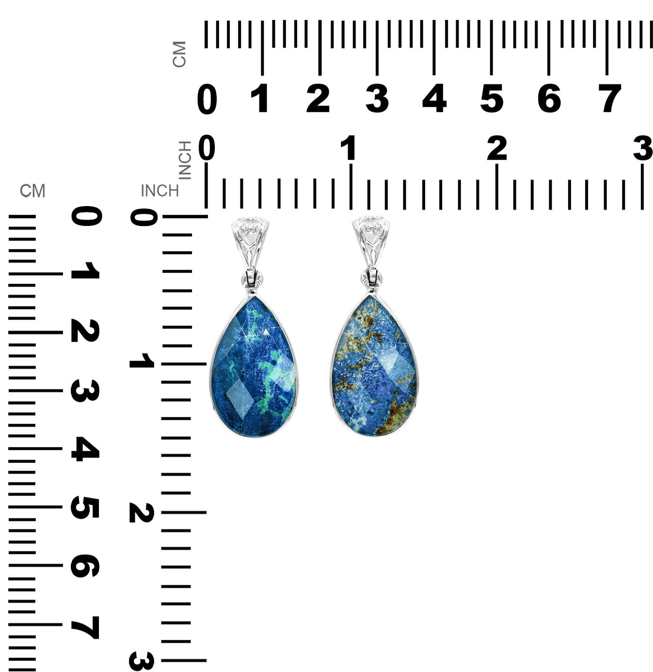 Faceted Azurite Malachite Pear Shaped Pendant