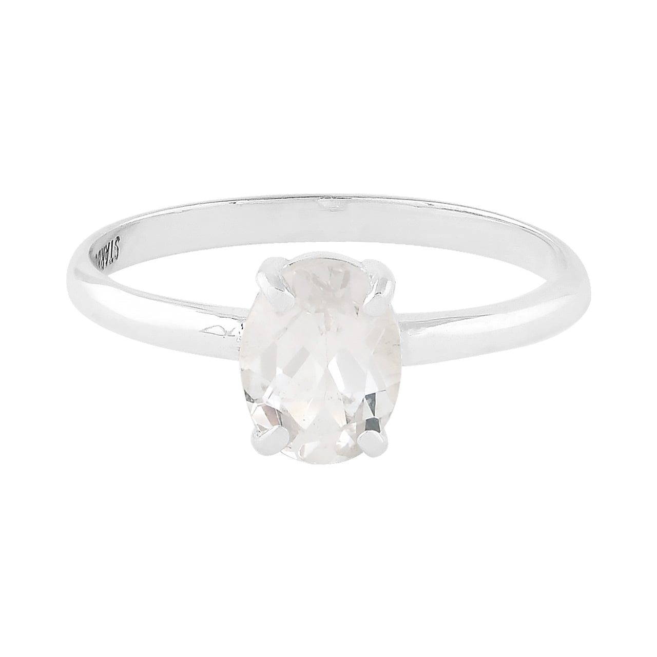 Danburite Oval Faceted Prong Set Ring