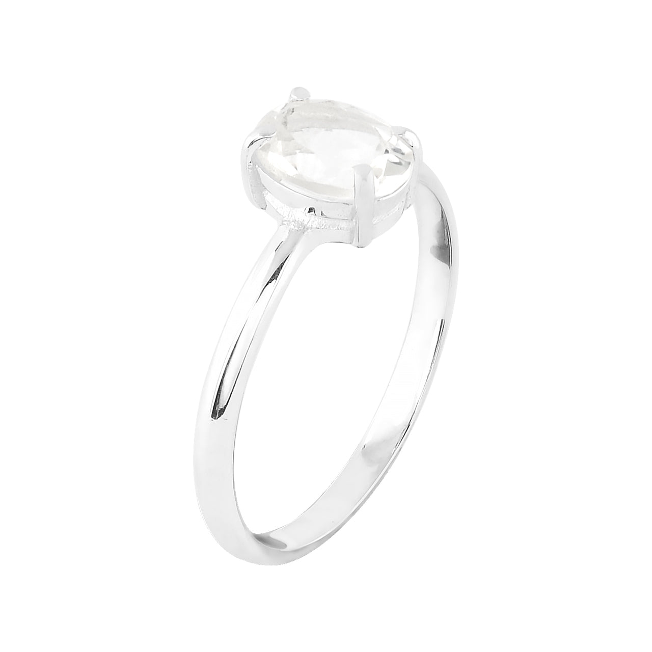 Danburite Oval Faceted Prong Set Ring