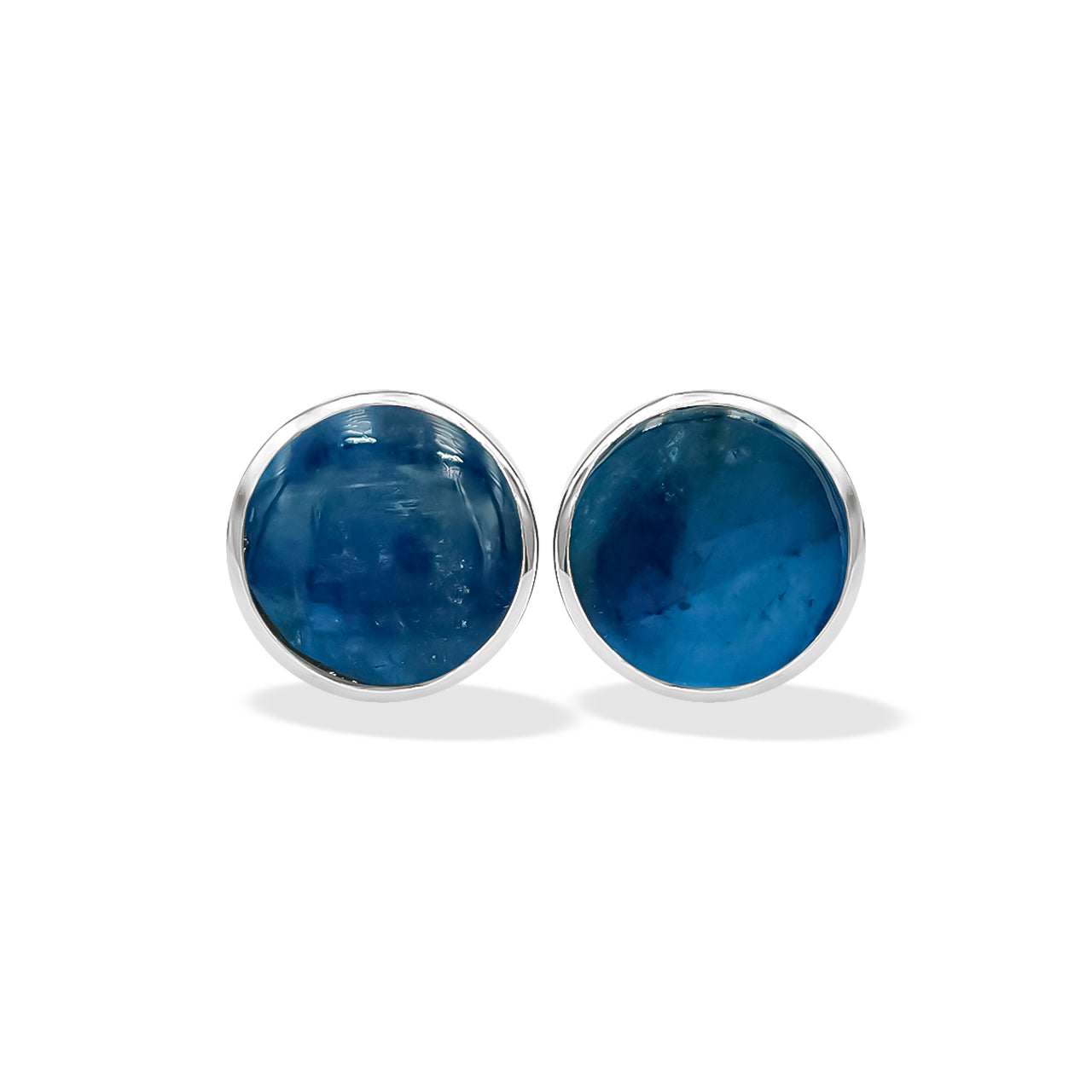 Blue Apatite Post Earrings Round 6 mm