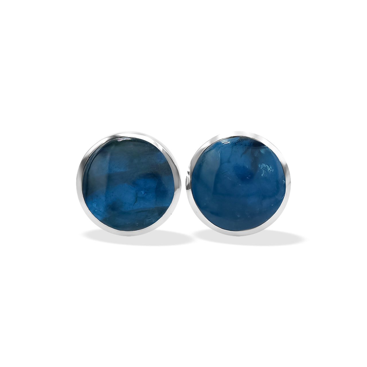 Blue Apatite Post Earrings Round 6 mm