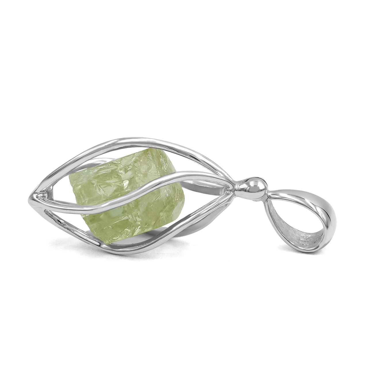 Green Apatite Crystal Caged Pendant