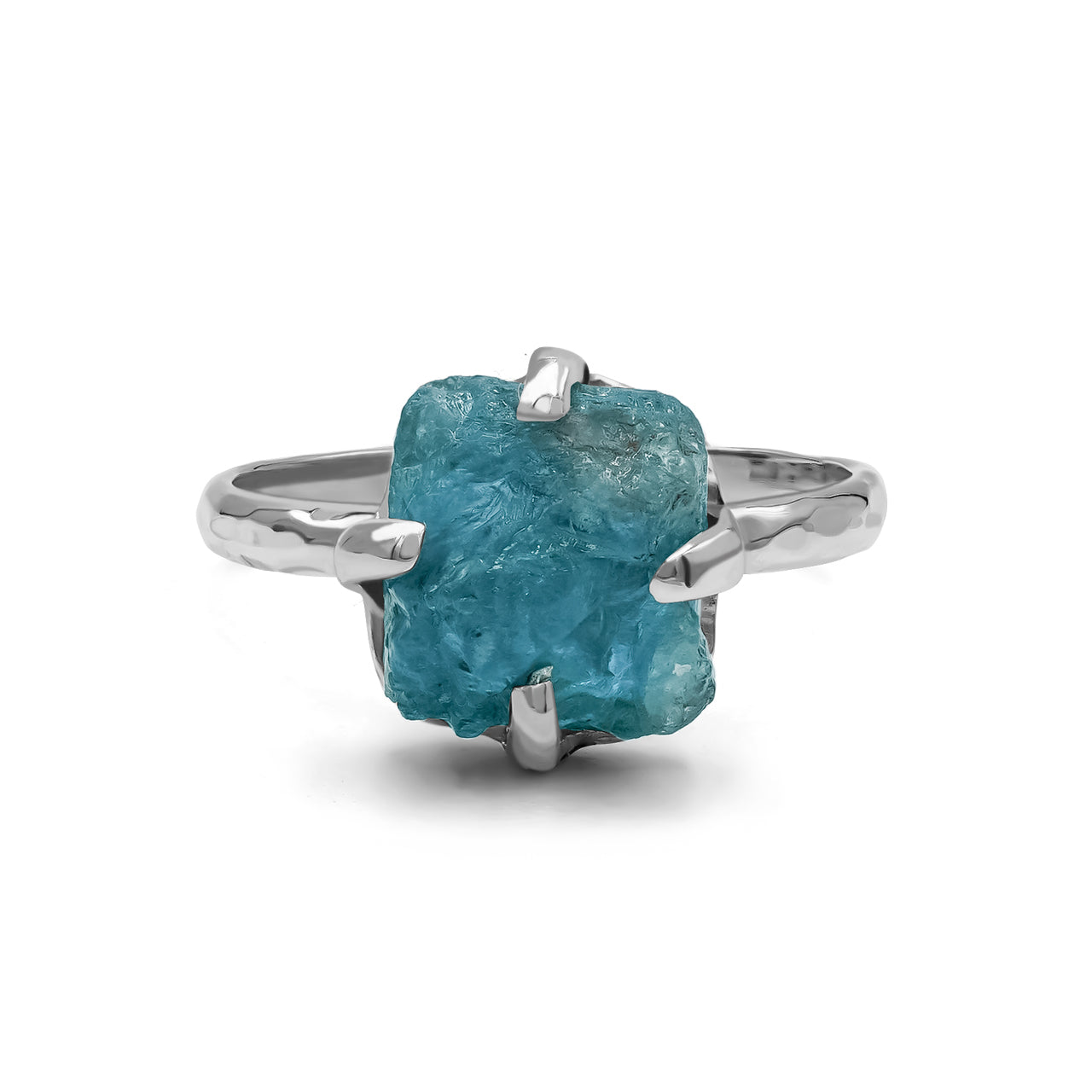 Charming Apatite Rough Prong Set Ring