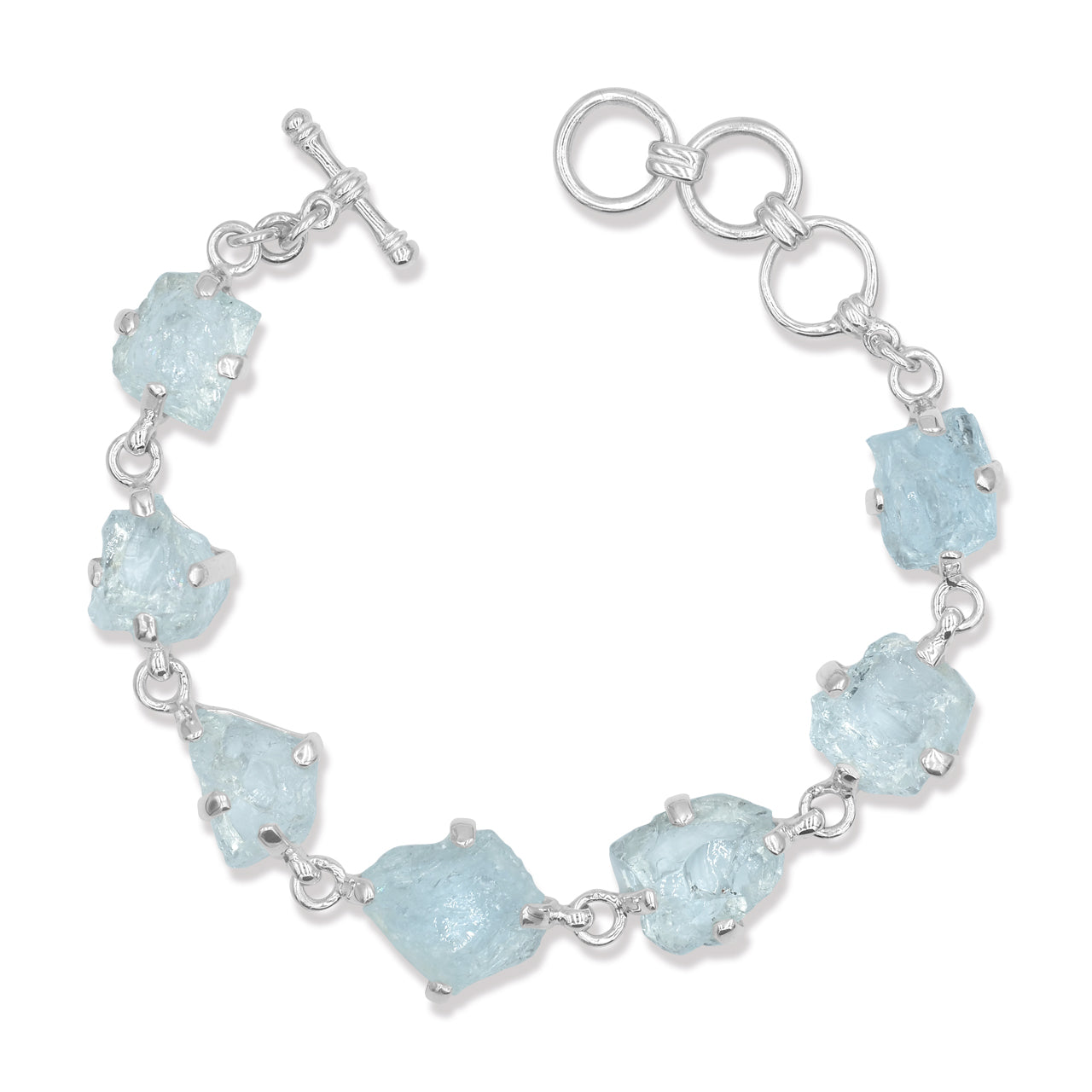 7 pcs Aquamarines Prong Set Bracelet