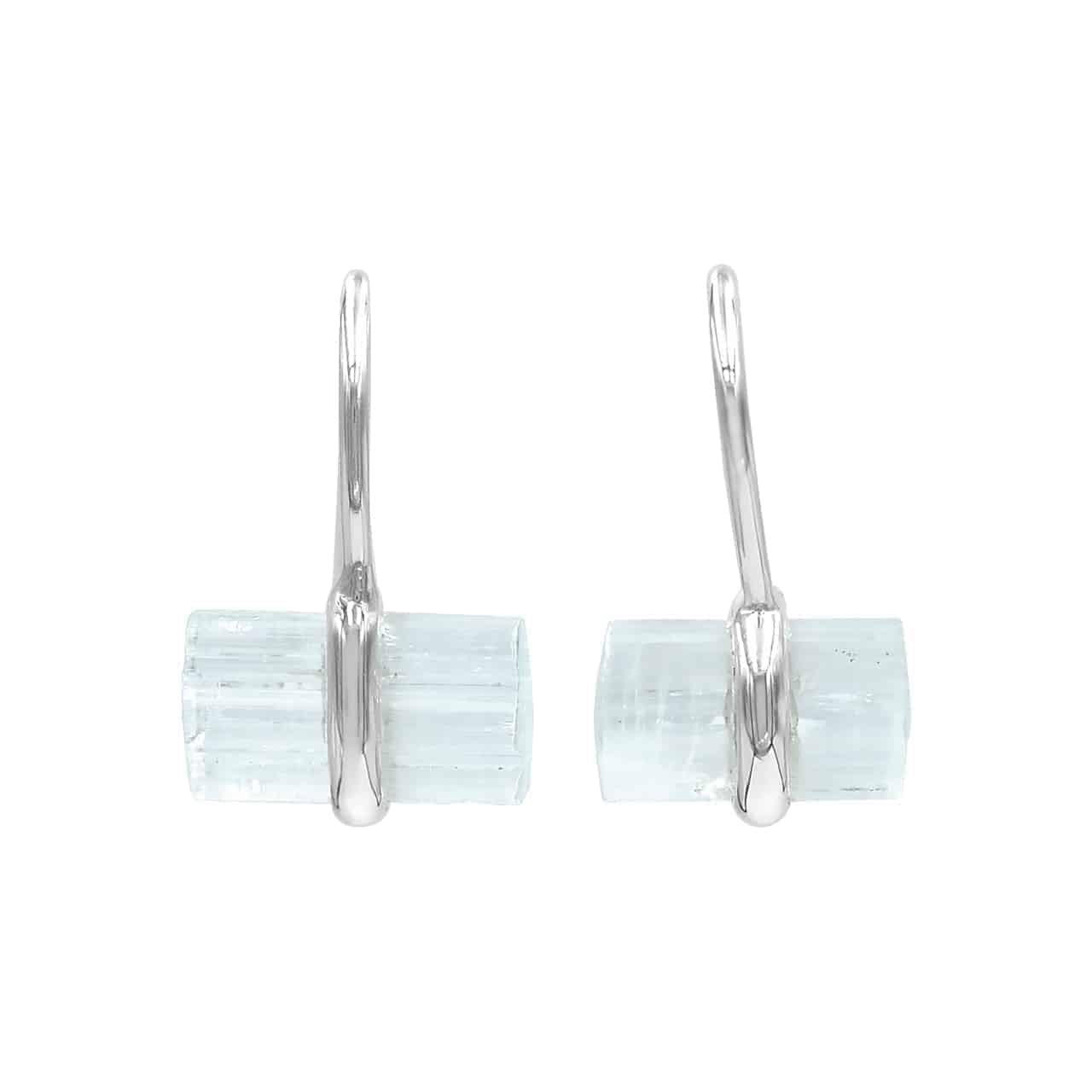 Aquamarine Crystal Sterling Silver Drop Earrings