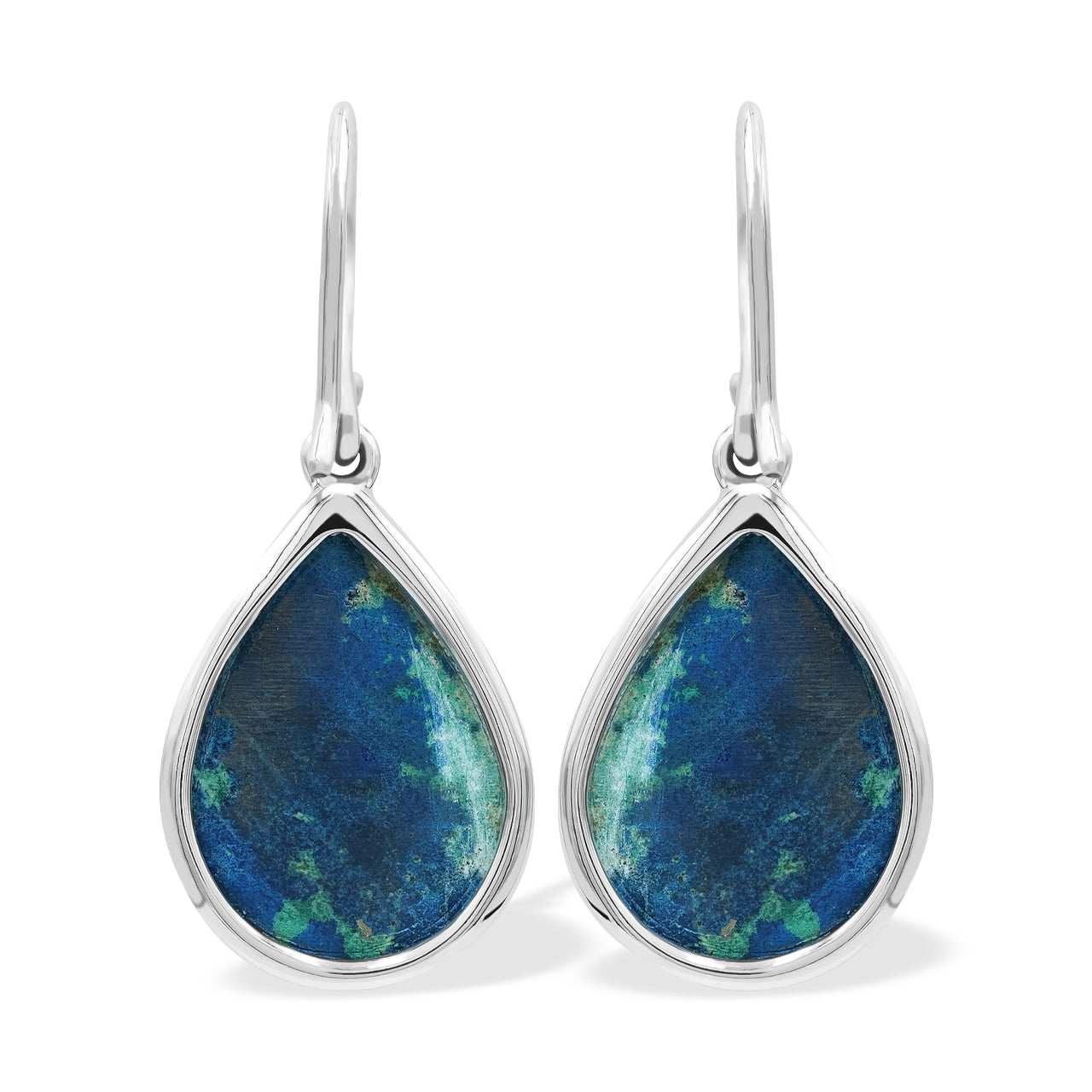 Azurite Malachite Pear Earrings