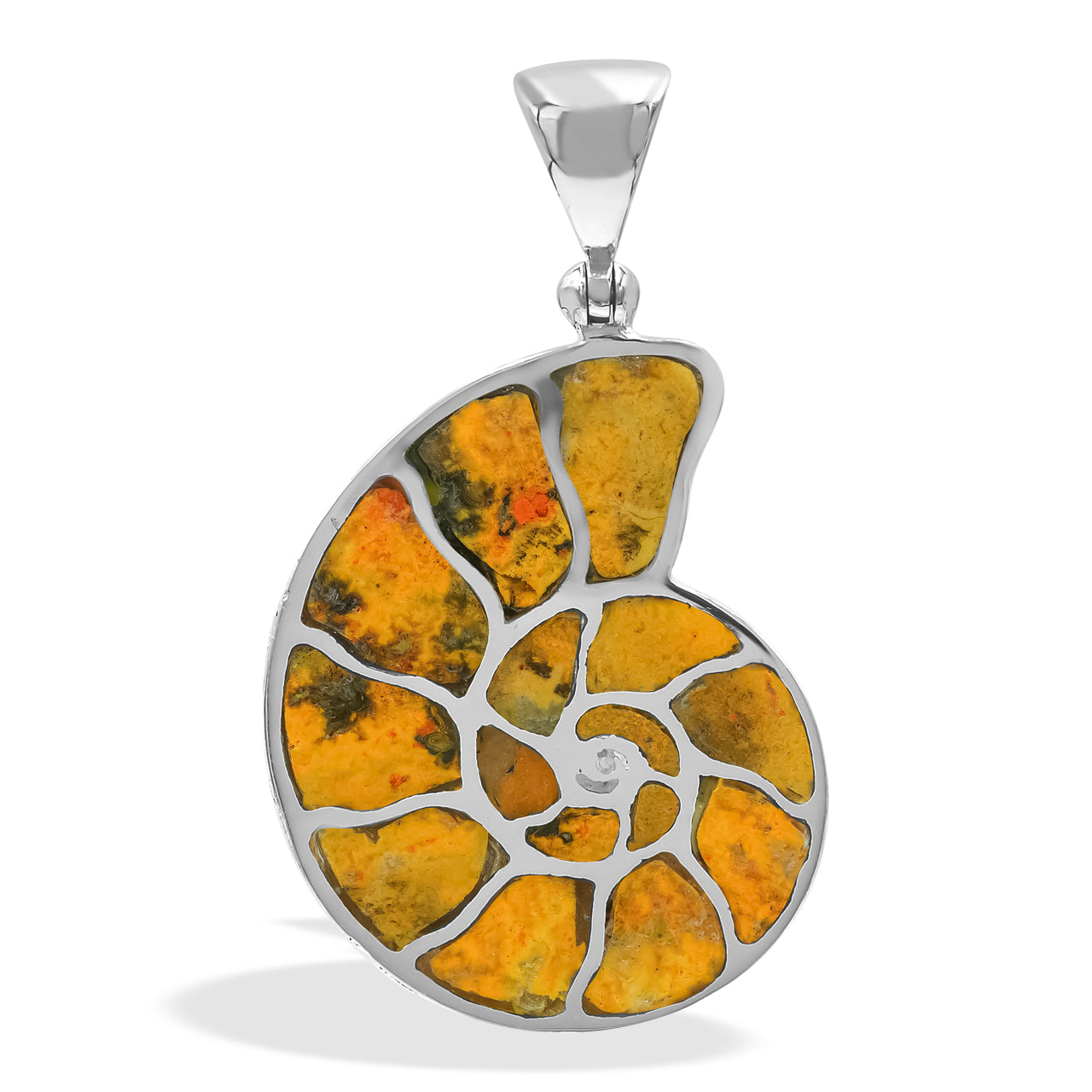 Bumblebee Jasper Inlay Ammonite Pendant