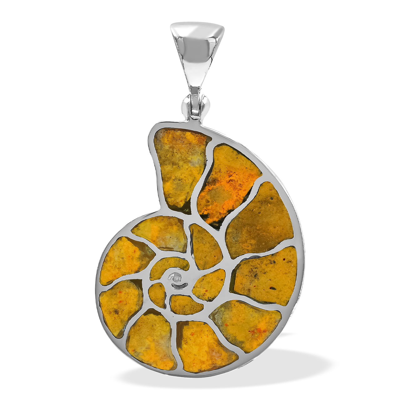 Bumblebee Jasper Inlay Ammonite Pendant