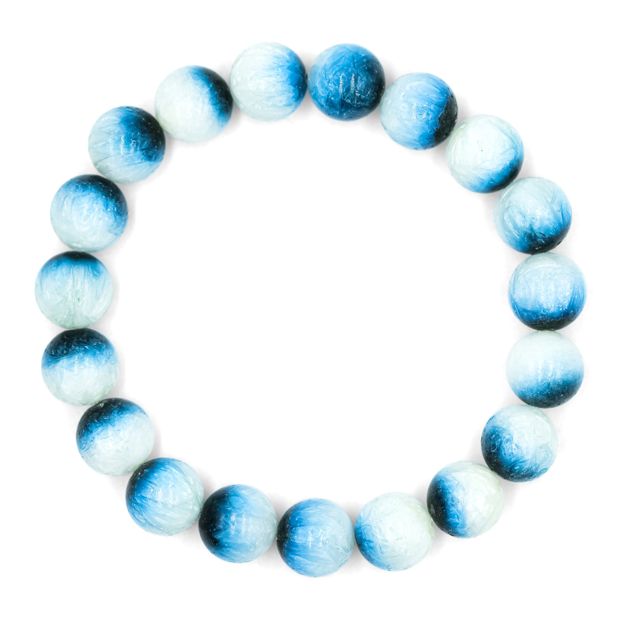 10 mm Blue Ice Beaded Elastic Bracelet