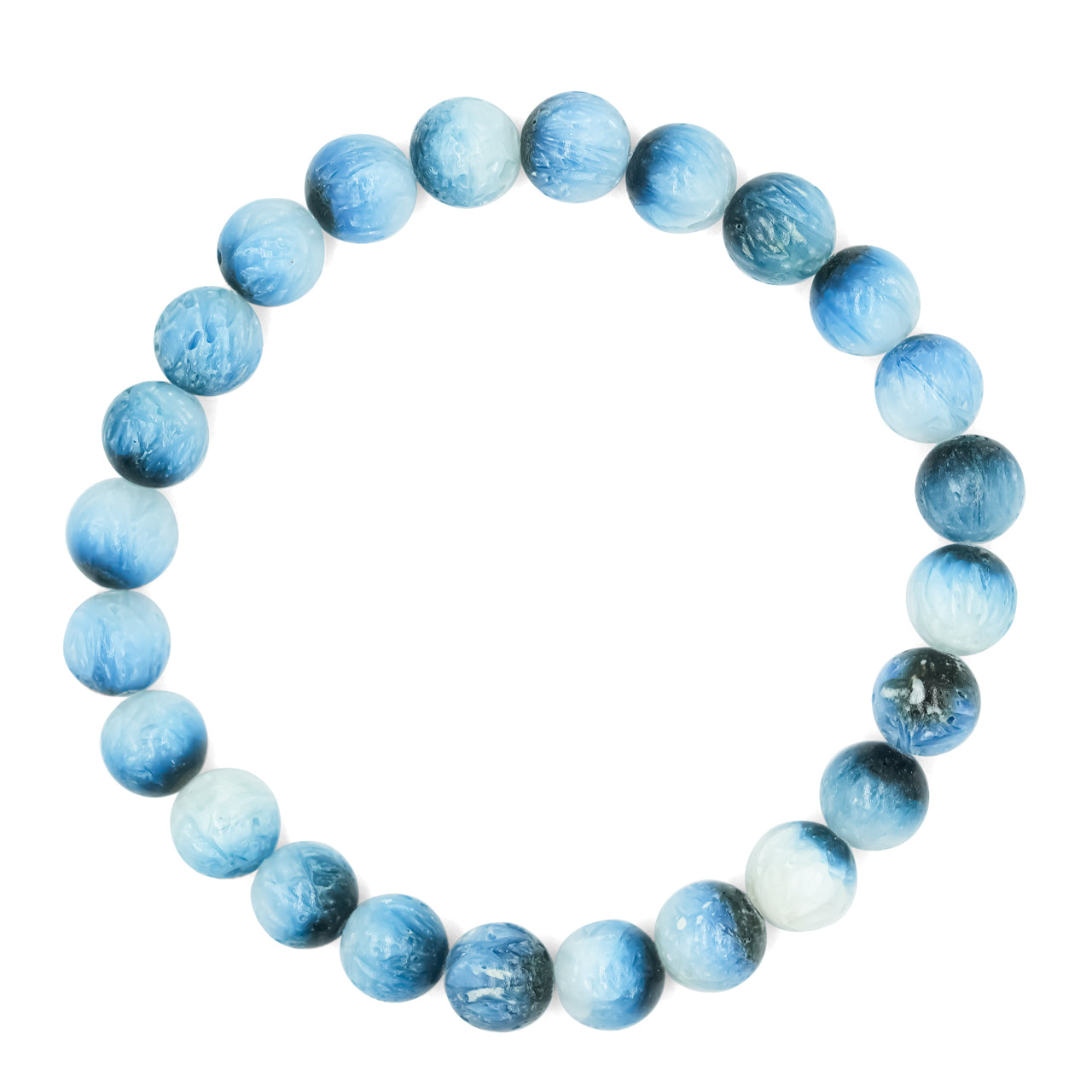 8 mm Blue Ice Beaded Bracelet