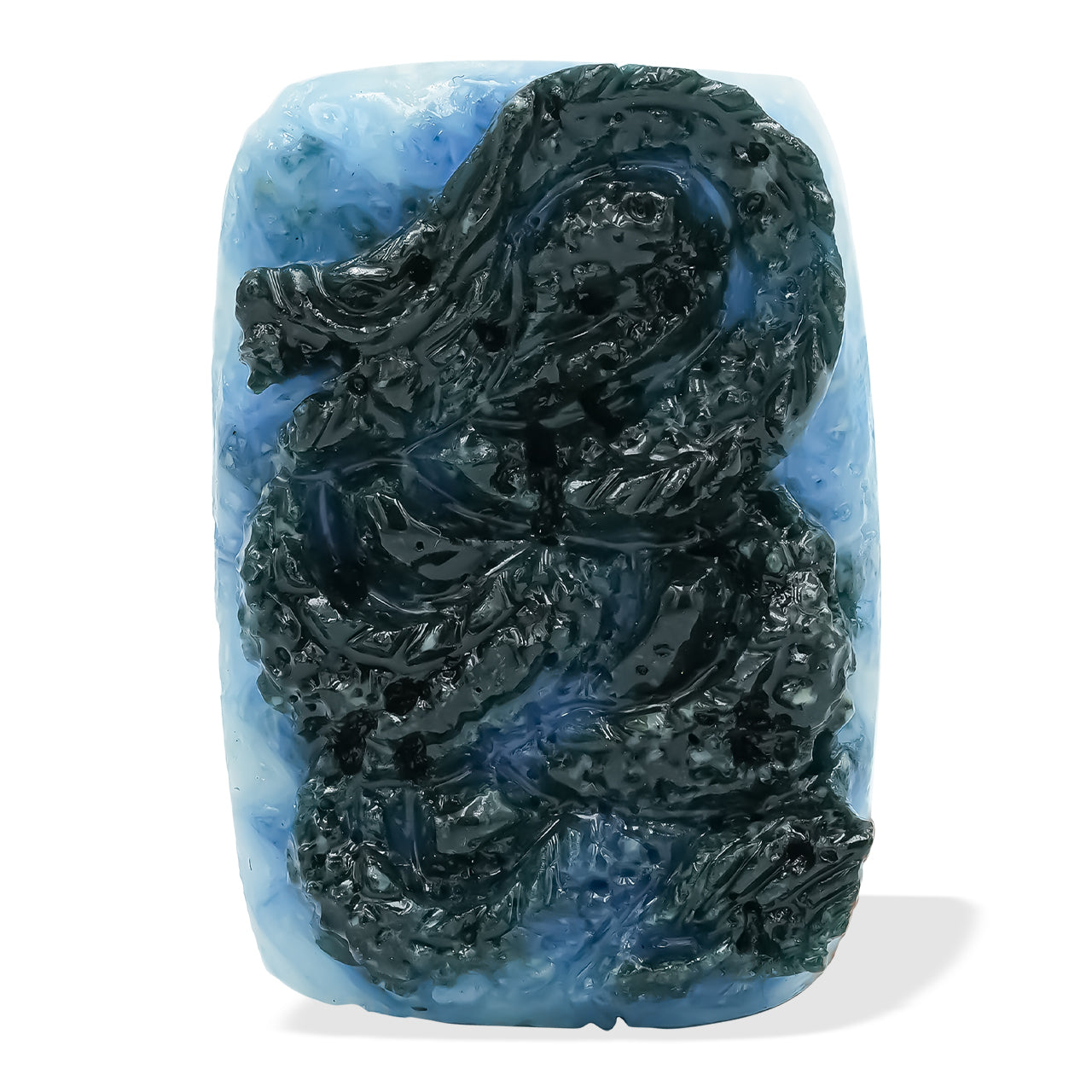 Rectangle Shaped Blue Ice Dragon Carving