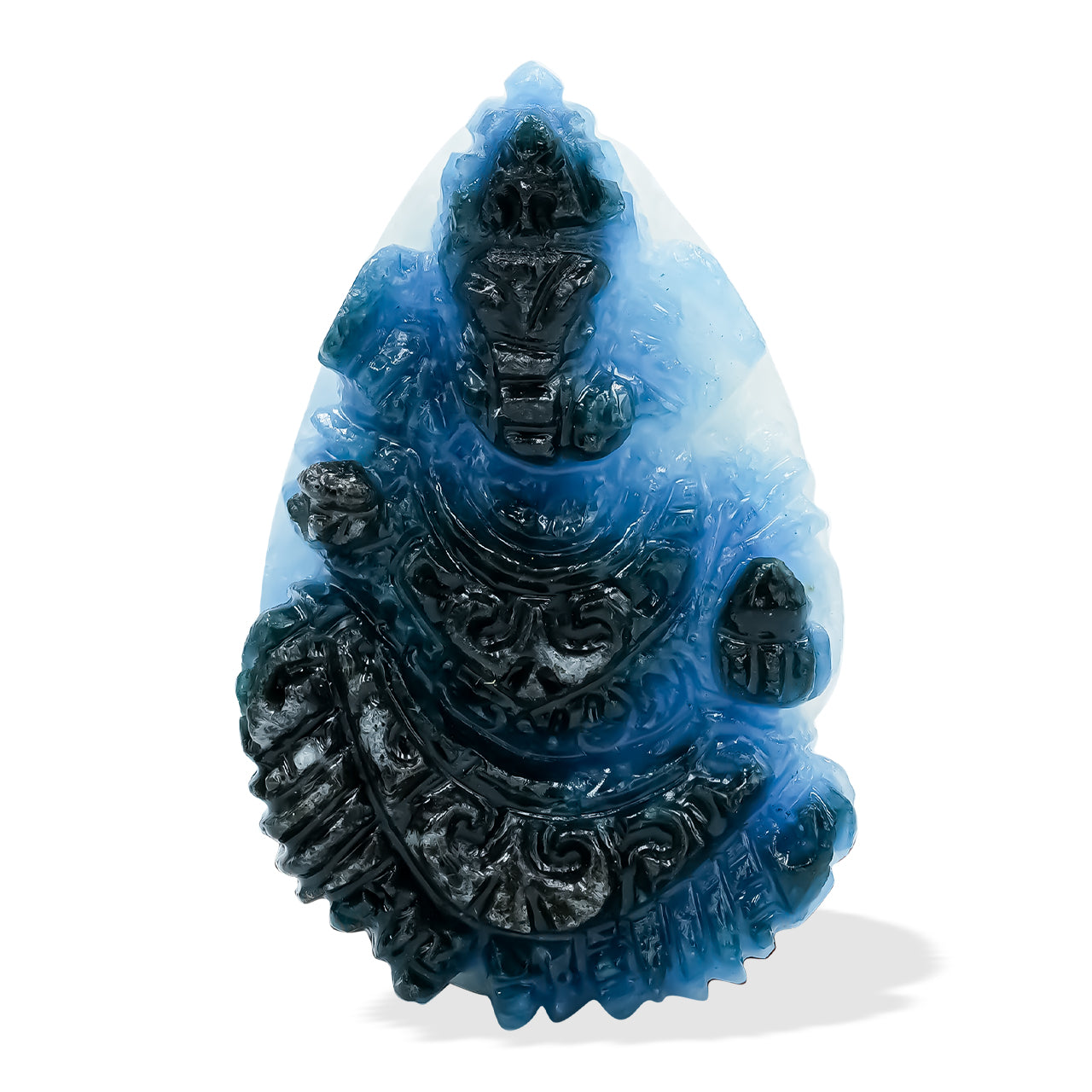 Blue Ice Ganesha Carving