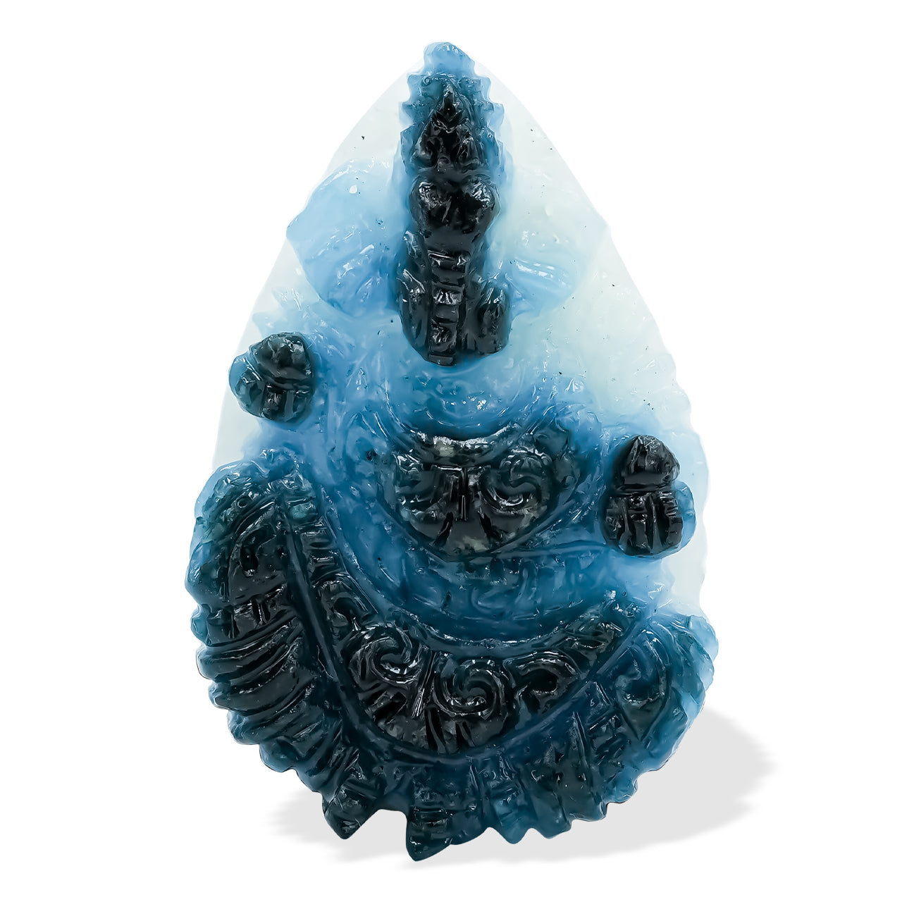 Blue Ice Ganesha Carving