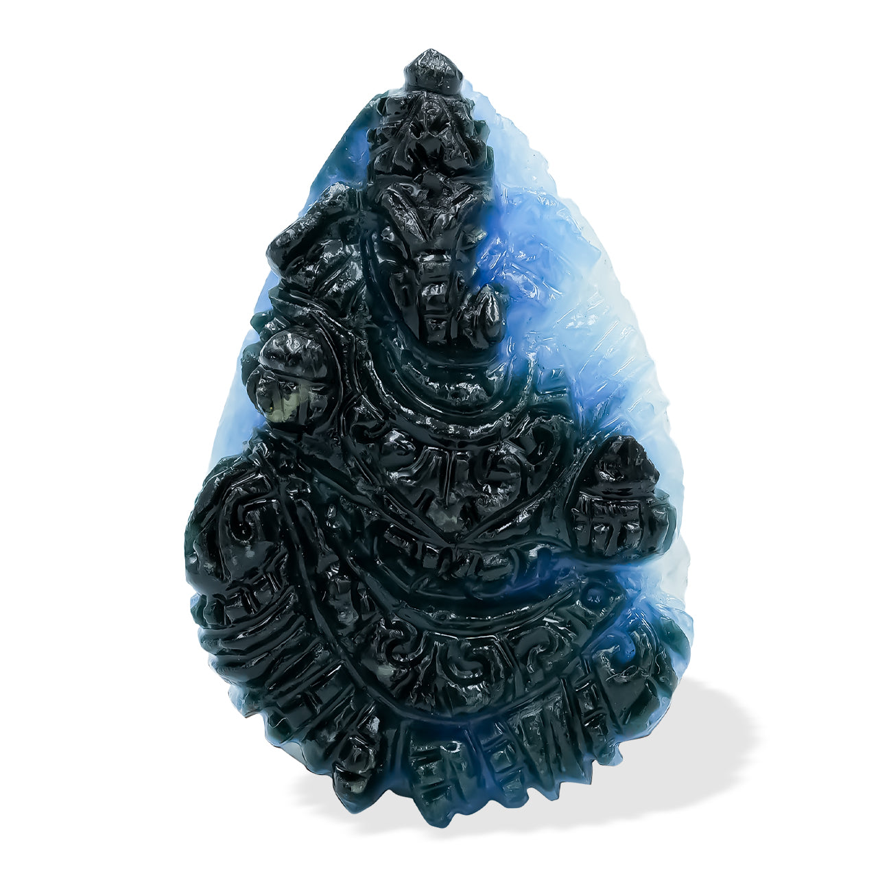 Blue Ice Ganesha Carving