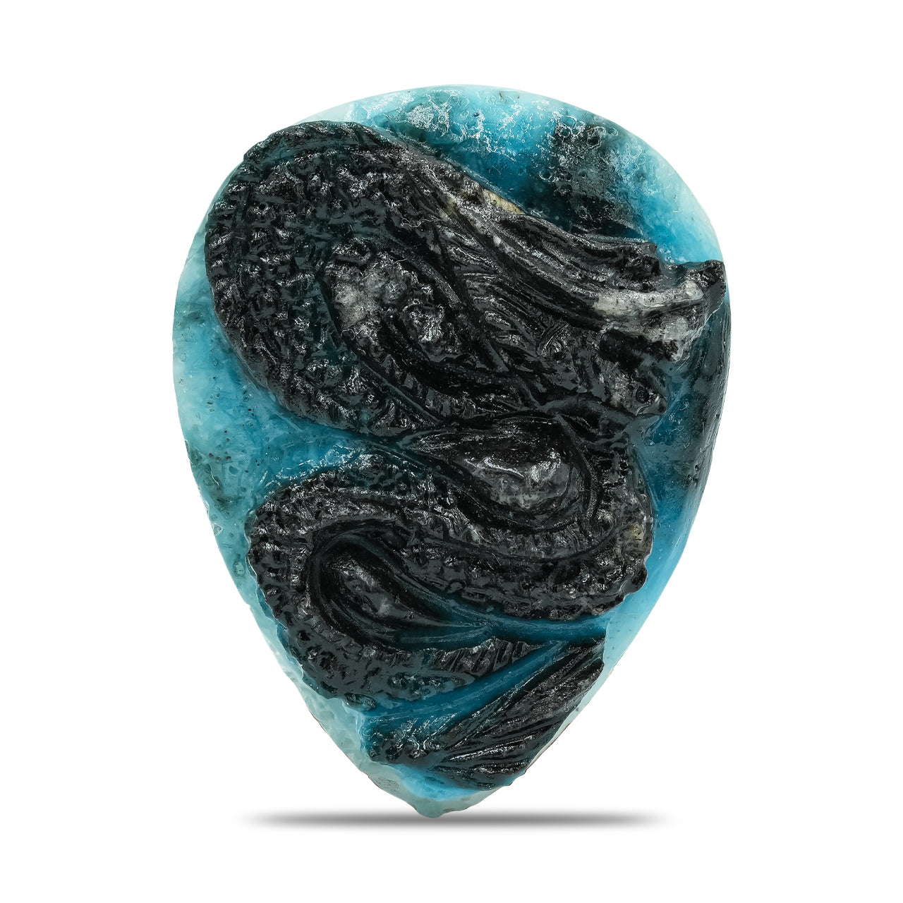 Pear Blue Ice Dragon Carving 40-42 mm