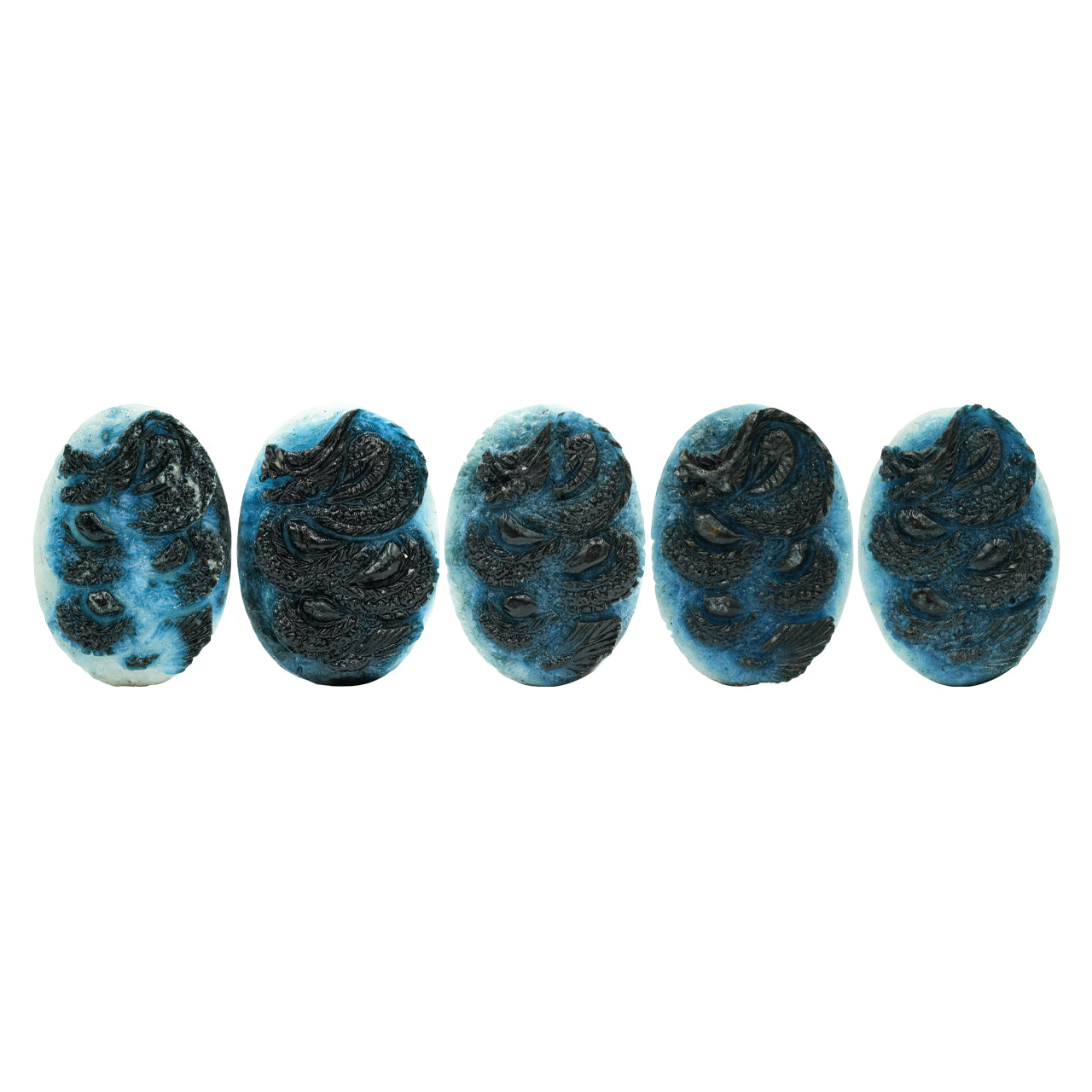 Oval Blue Ice Dragon Carving 50-51 mm