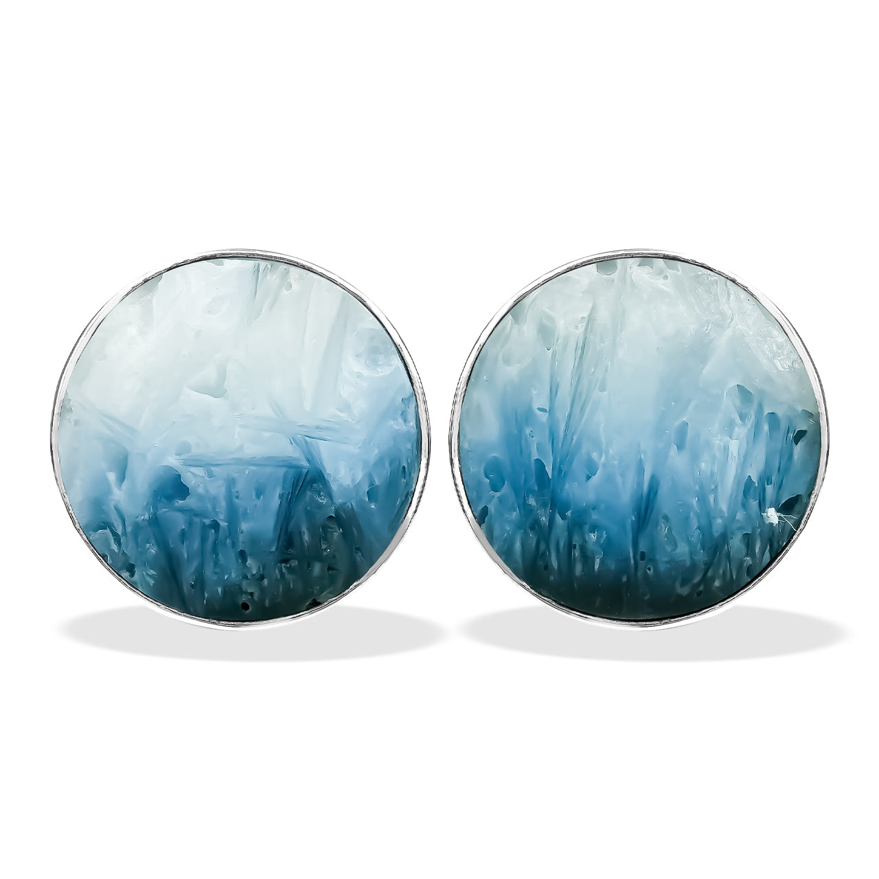 Blue Ice 15mm Round Post Earrings