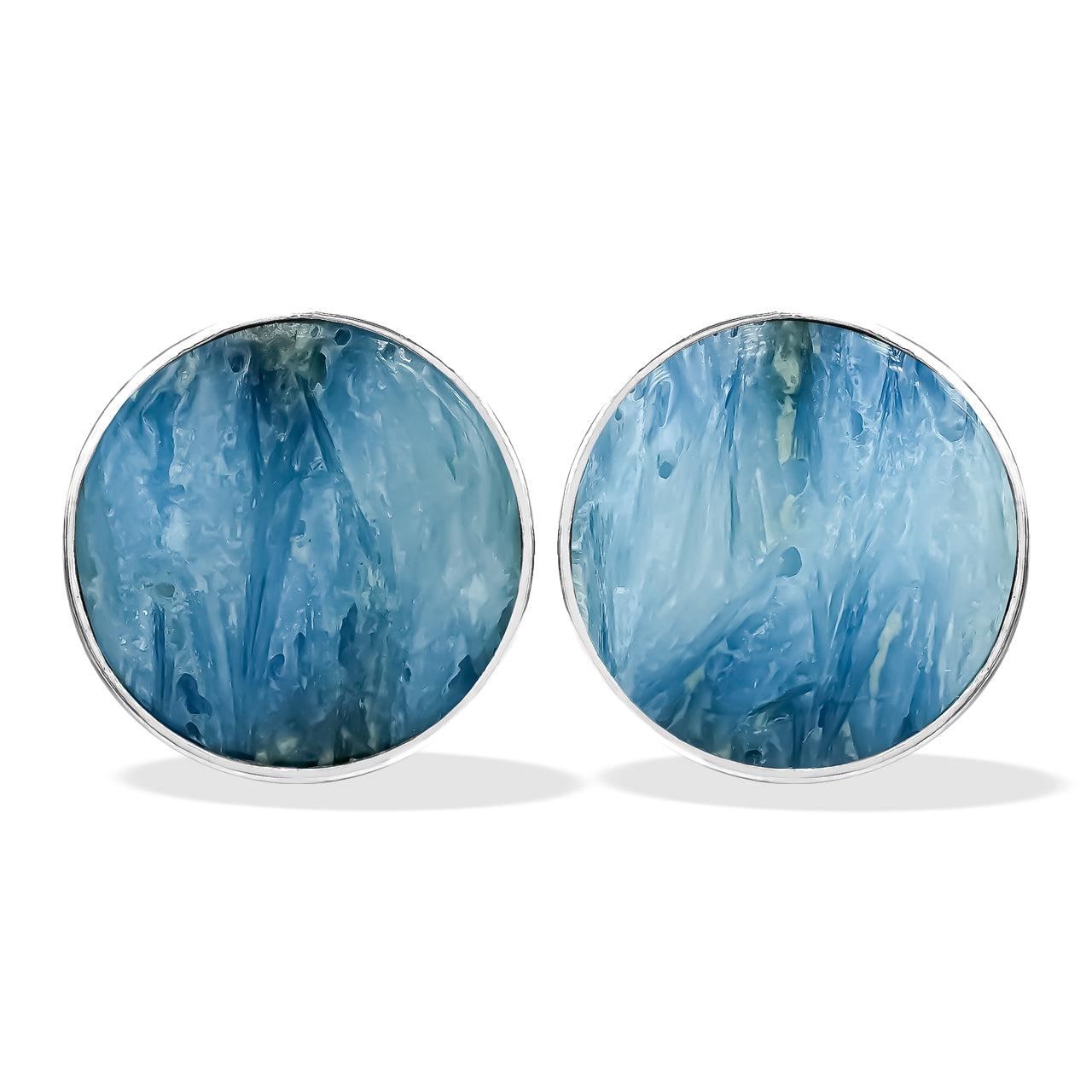 Blue Ice 15mm Round Post Earrings