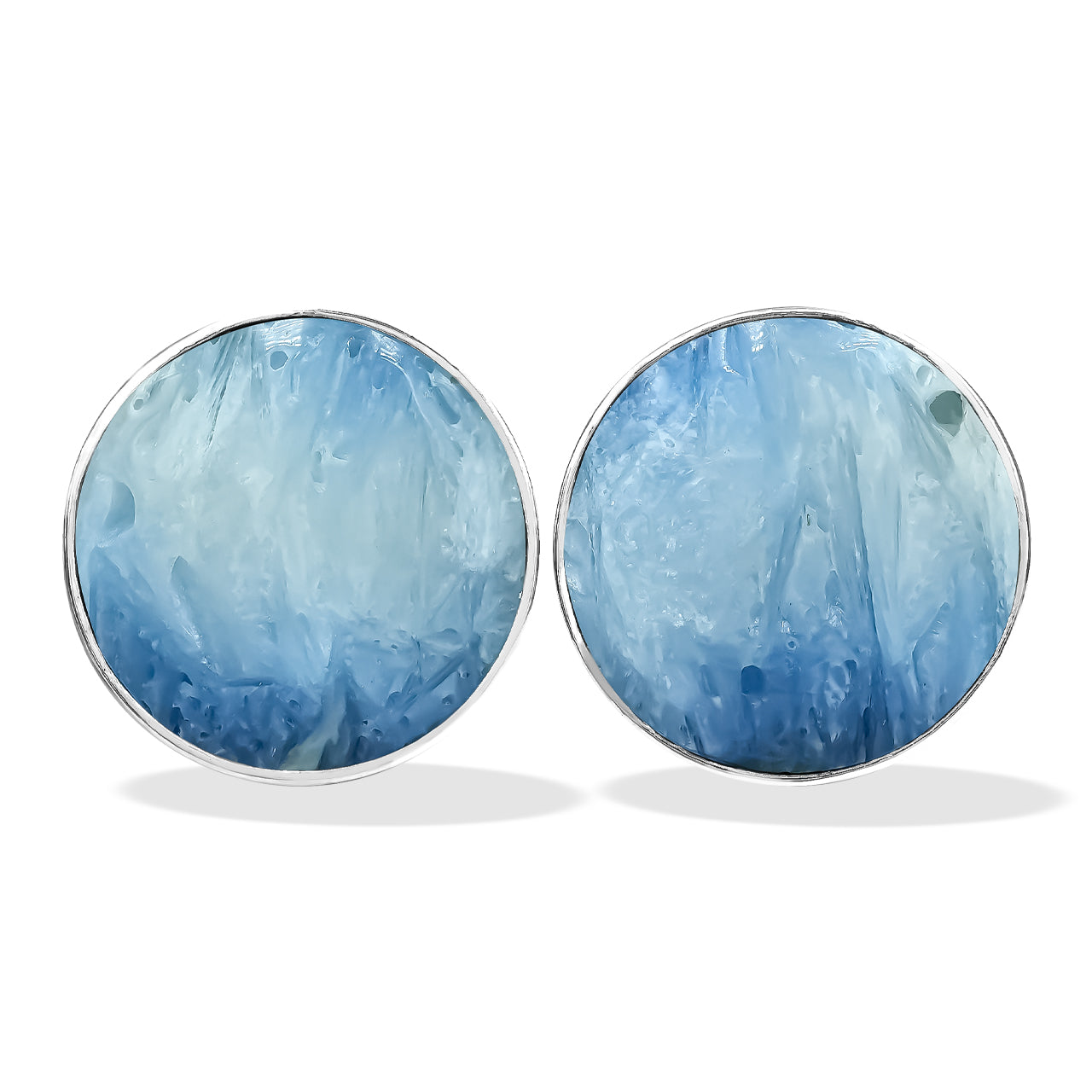 Blue Ice 15mm Round Post Earrings