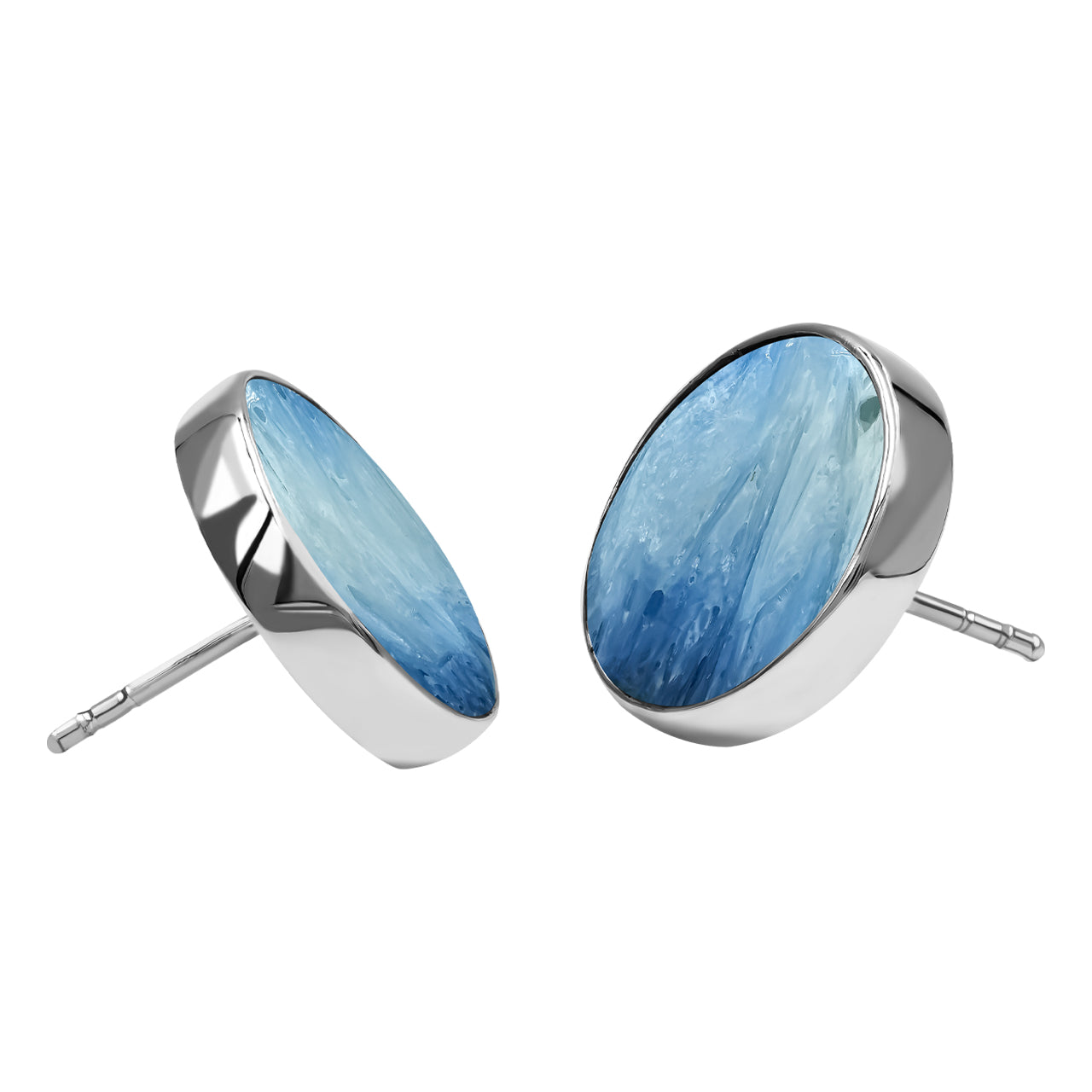 Blue Ice 15mm Round Post Earrings