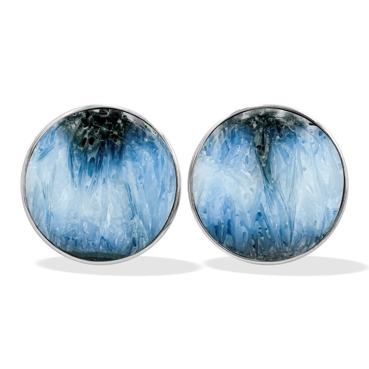 Blue Ice 20mm Round Post Earrings